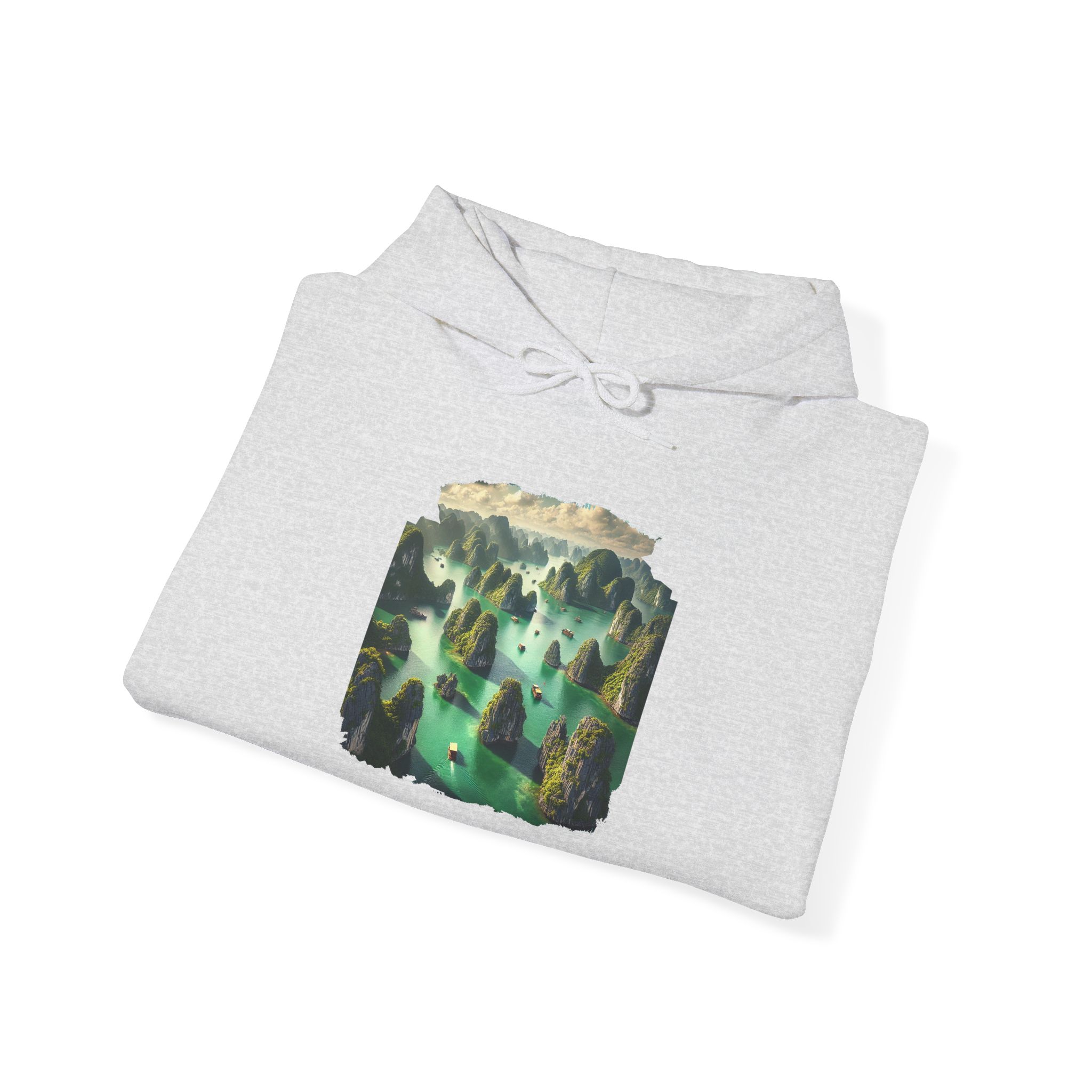 Graphic hoodie landscape vietnam boho sweatshirt ha long bay print nature cool clothing gift unique outfit comfy apparel vintage - Imagen 5