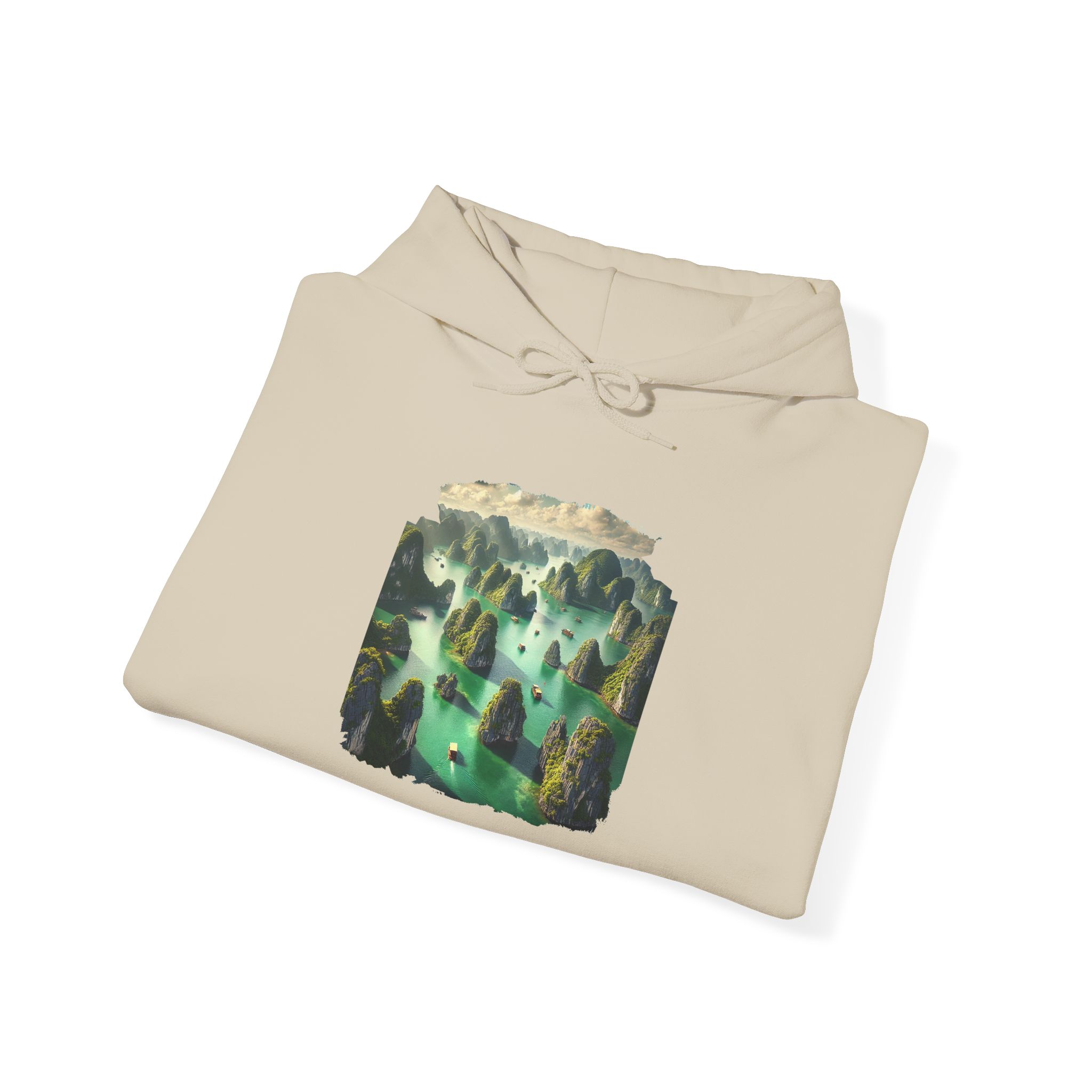 Graphic hoodie landscape vietnam boho sweatshirt ha long bay print nature cool clothing gift unique outfit comfy apparel vintage - Imagen 9