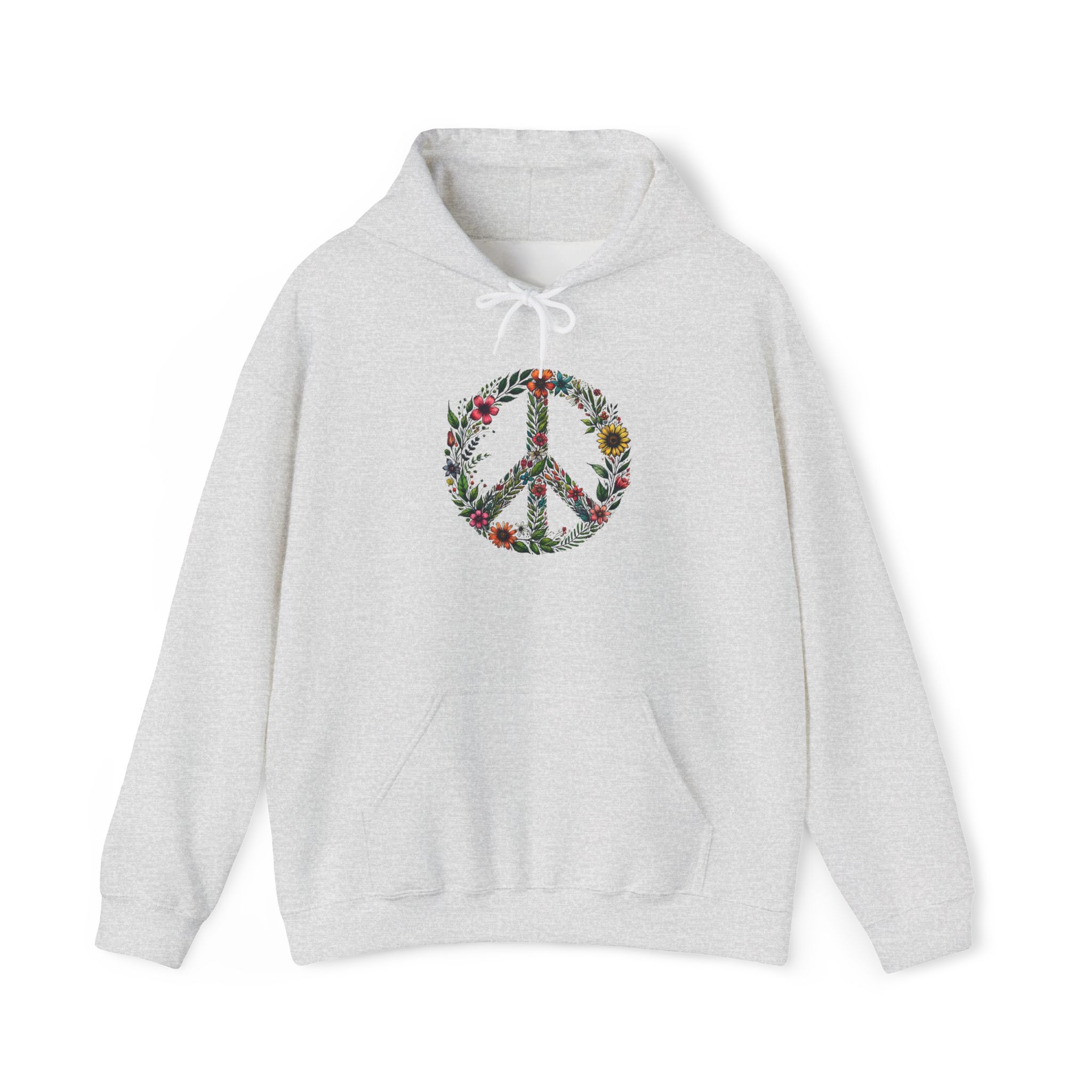 Sweat à capuche Peace and Love design doux et vintage plein de bonnes vibrations