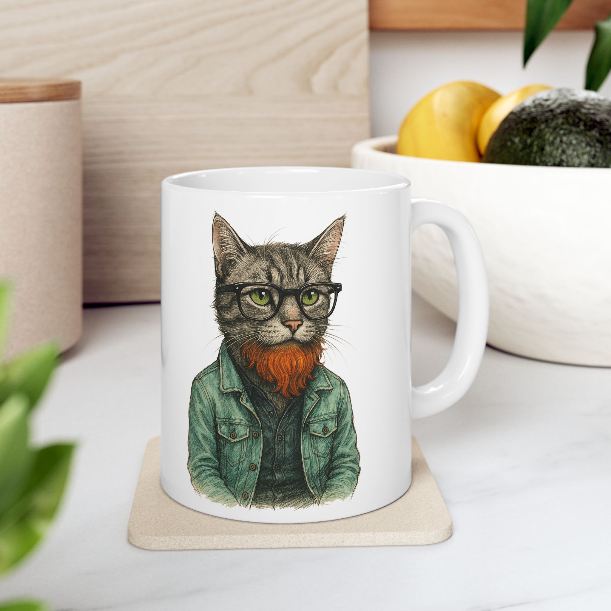 Funny mug cat Boho coffee mug funny gift pet lover hipster accessory lover tea office mug unique design - Image 3