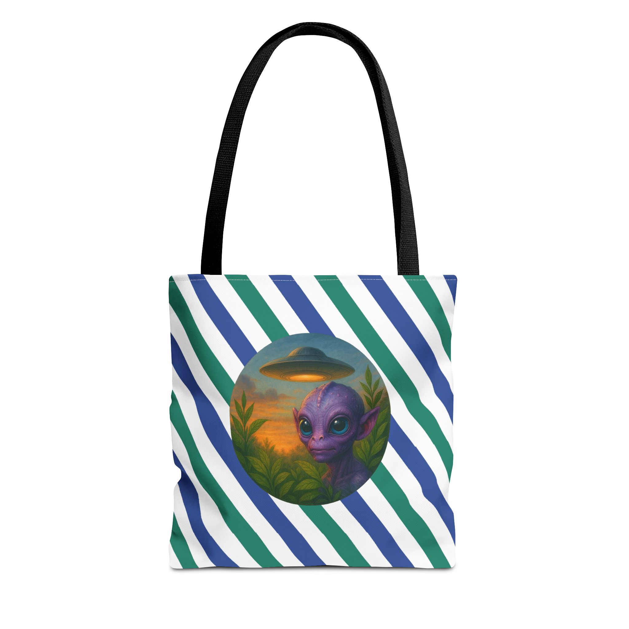 Alien shopping tote bag alien extraterrestrial whale fantasy funny retro cosmic vintage tote