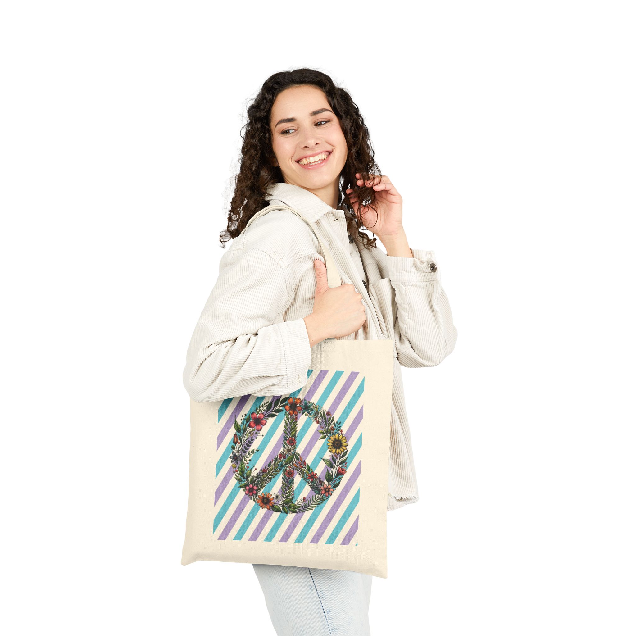 Peace and Love tote bag positive vibes and dreamy vintage look - Image 3