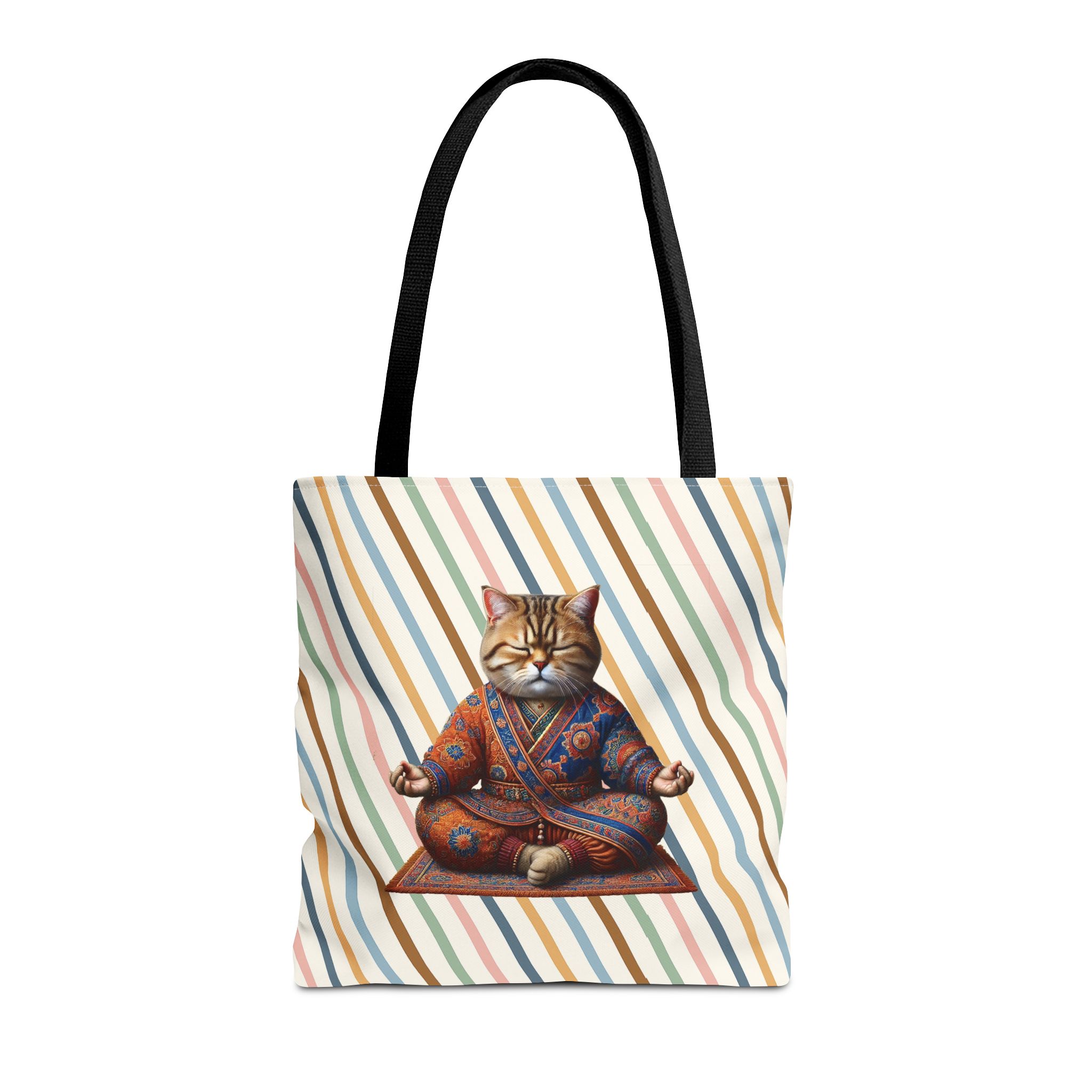 Canvas Tote bag Cat meditation handbag yoga bag vintage buddha mindfulness purse - Image 3