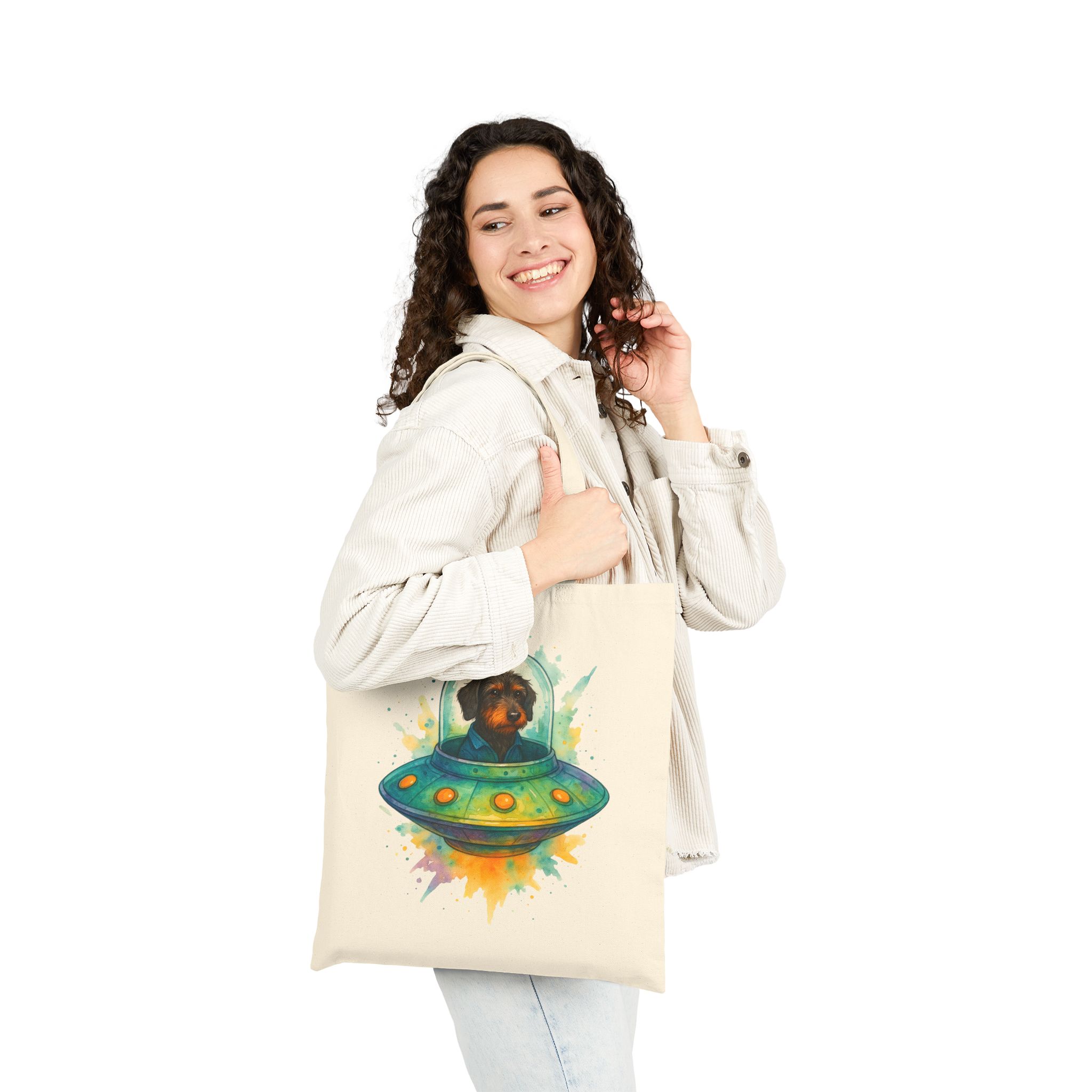 Dog Canvas Tote bag funny outerspace Bag astronaut pet lover cool gift clothing shoulder bag purse retro Handbag unique - Image 3