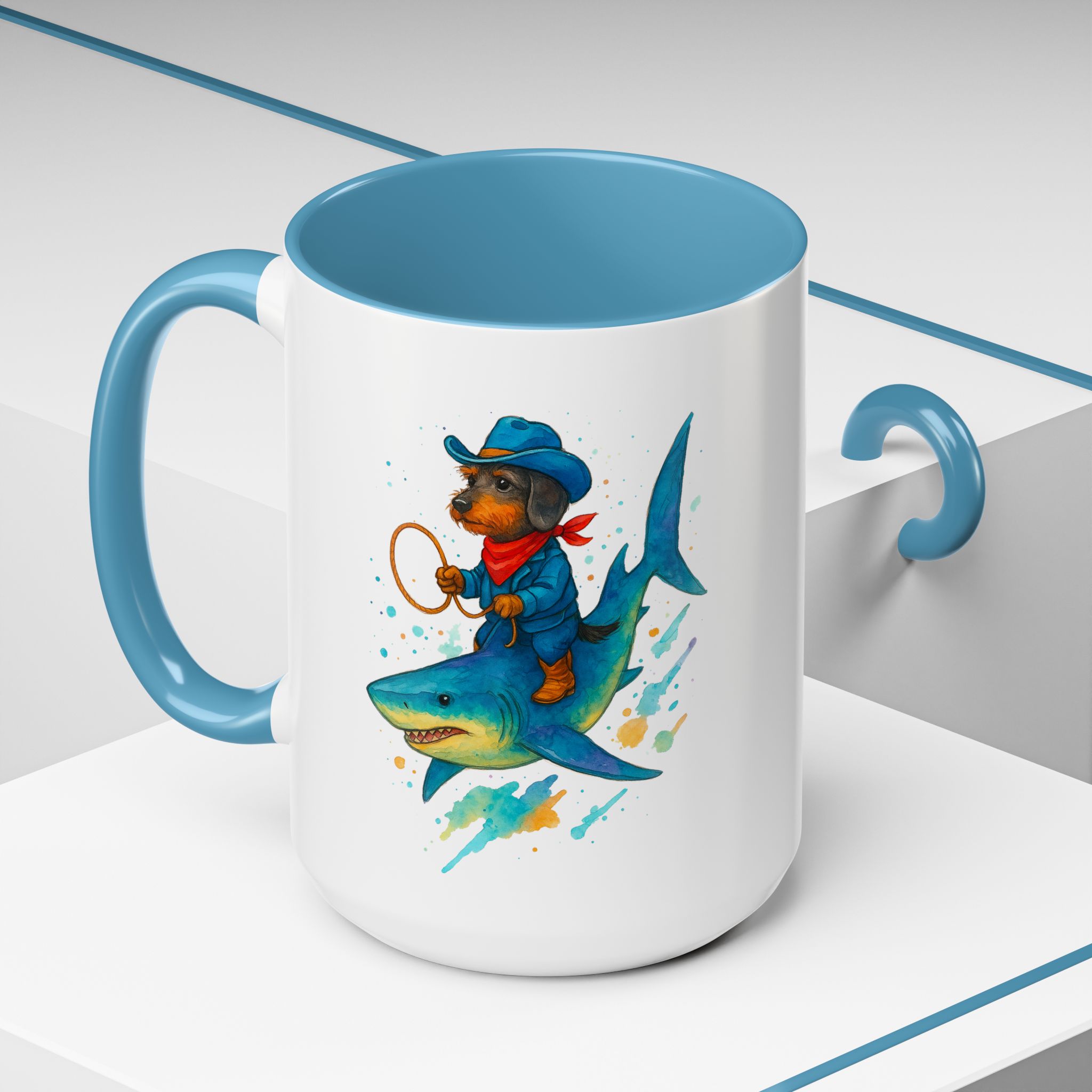 Funny Mug coffee lover Cowboy gift for him tea cup unique riding a shark mug office accessory shark design cowboy - Image 40