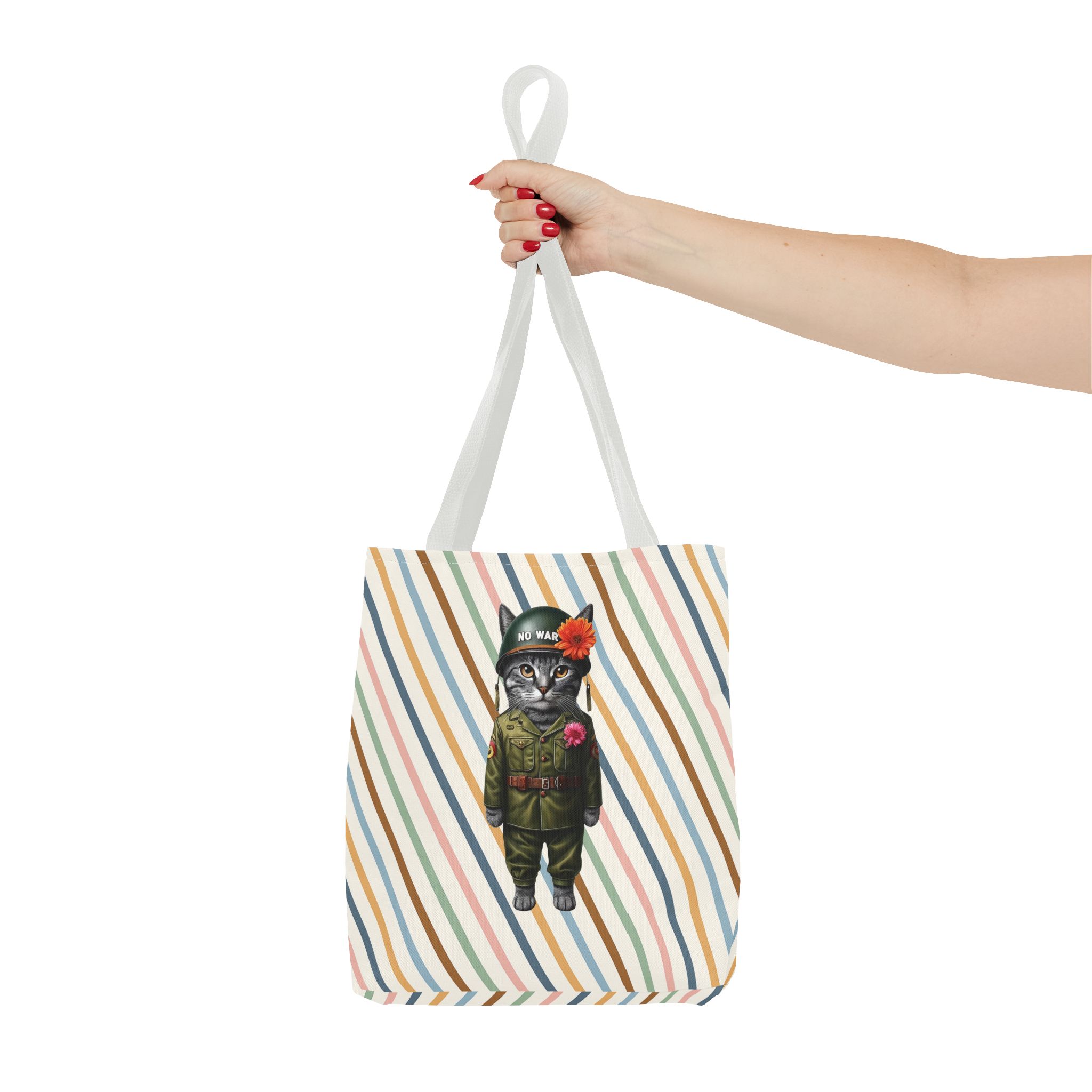 Funny Tote bag Cat Shoulder bag peace & love for peace pet lovers cute tote bag – Image 14