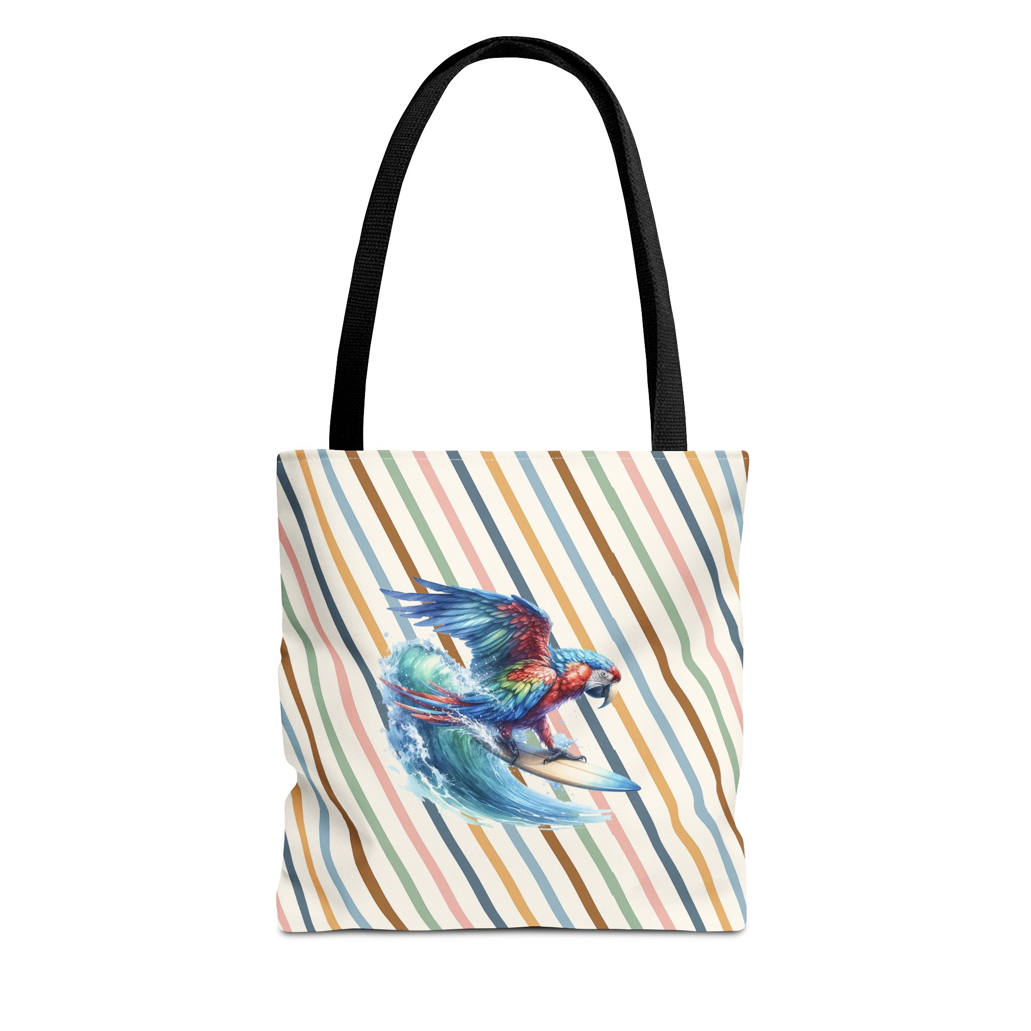 Parrot funny tote bag surf cute tote bag boho Bird surfer canvas tote bag gift for her free spirit shoulder bag cool handbag