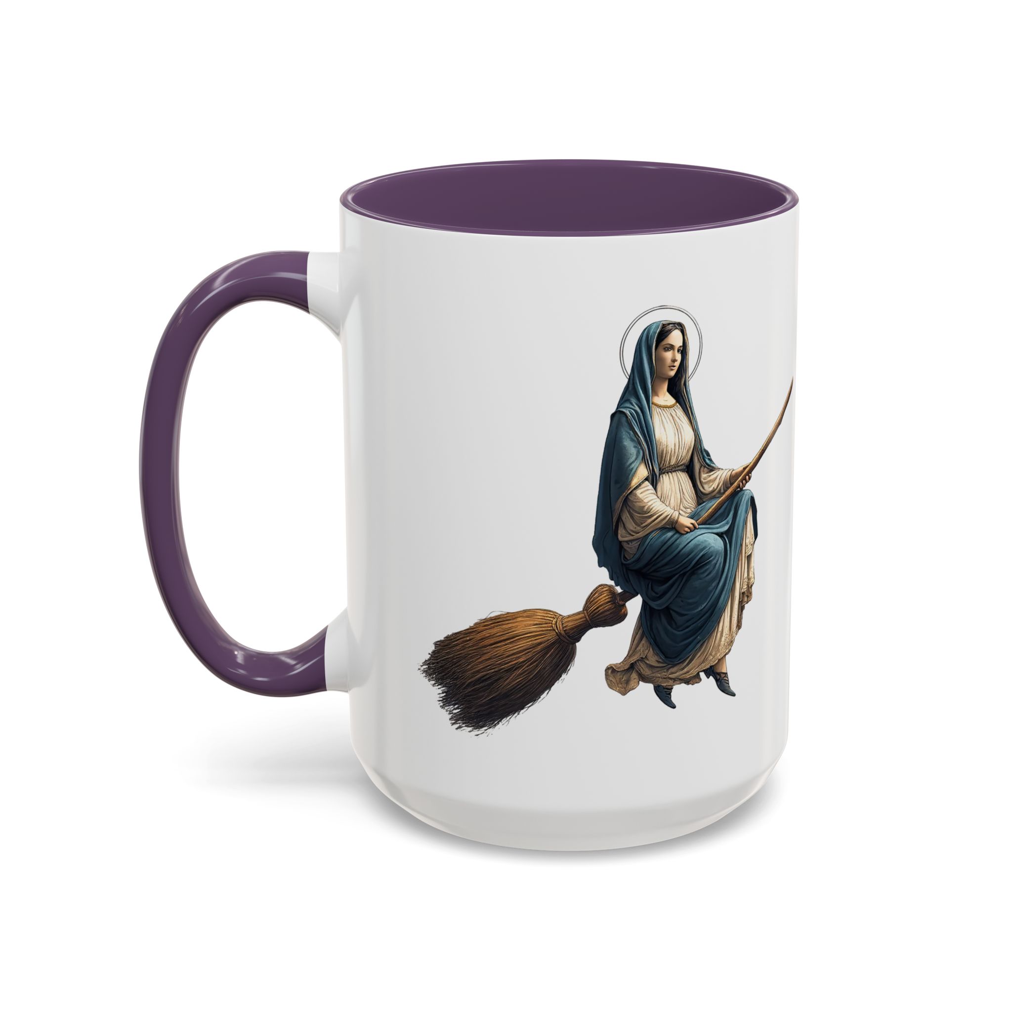 Funny Mug coffee lover gift for her Virgin Mary witch broom Sarcastic mug office accessory tea cup religious design unique - Image 58