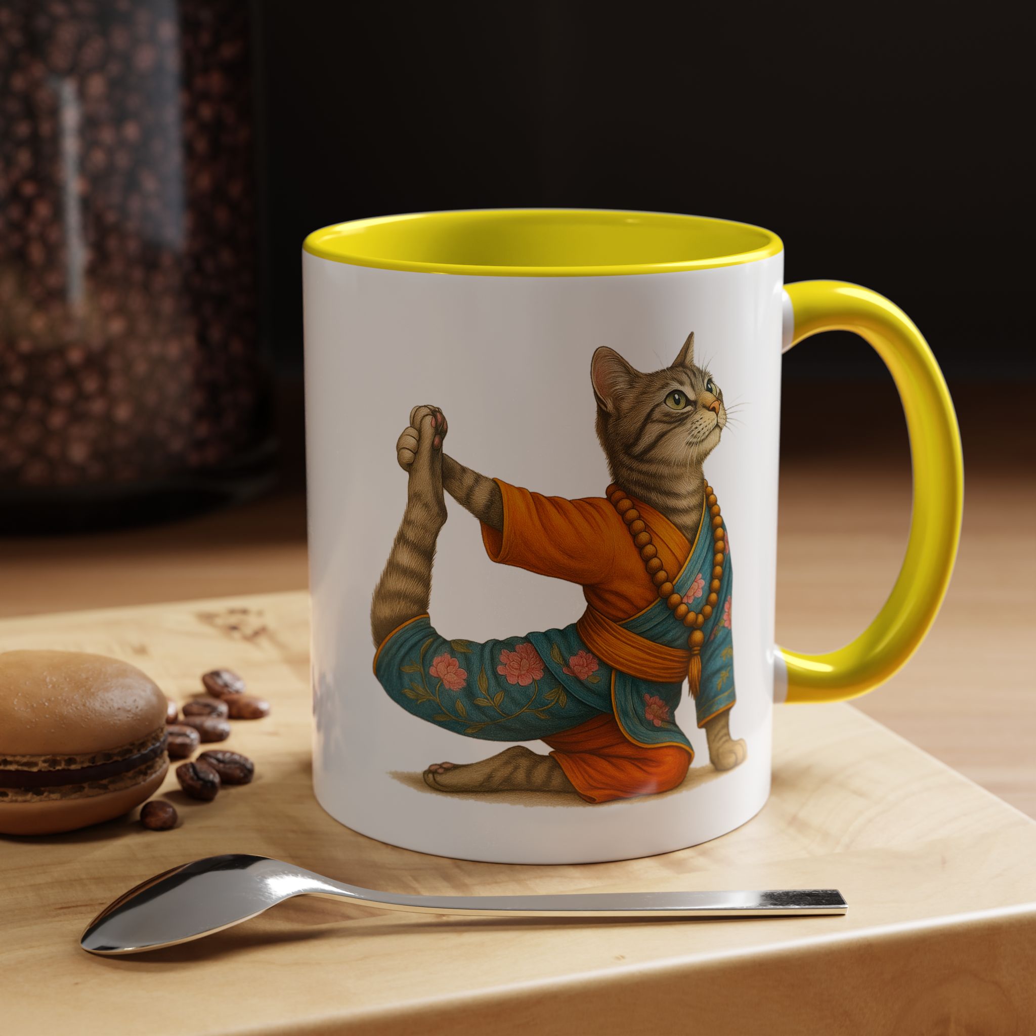 Tea mug Cat lover coffee cup cool gift for her office Mug yoga accessory kitten meditation pet mindfulness print - Image 51