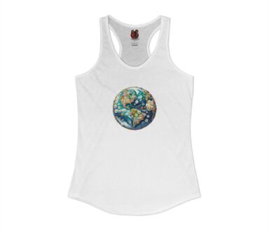 White Tank Top with Earth Design