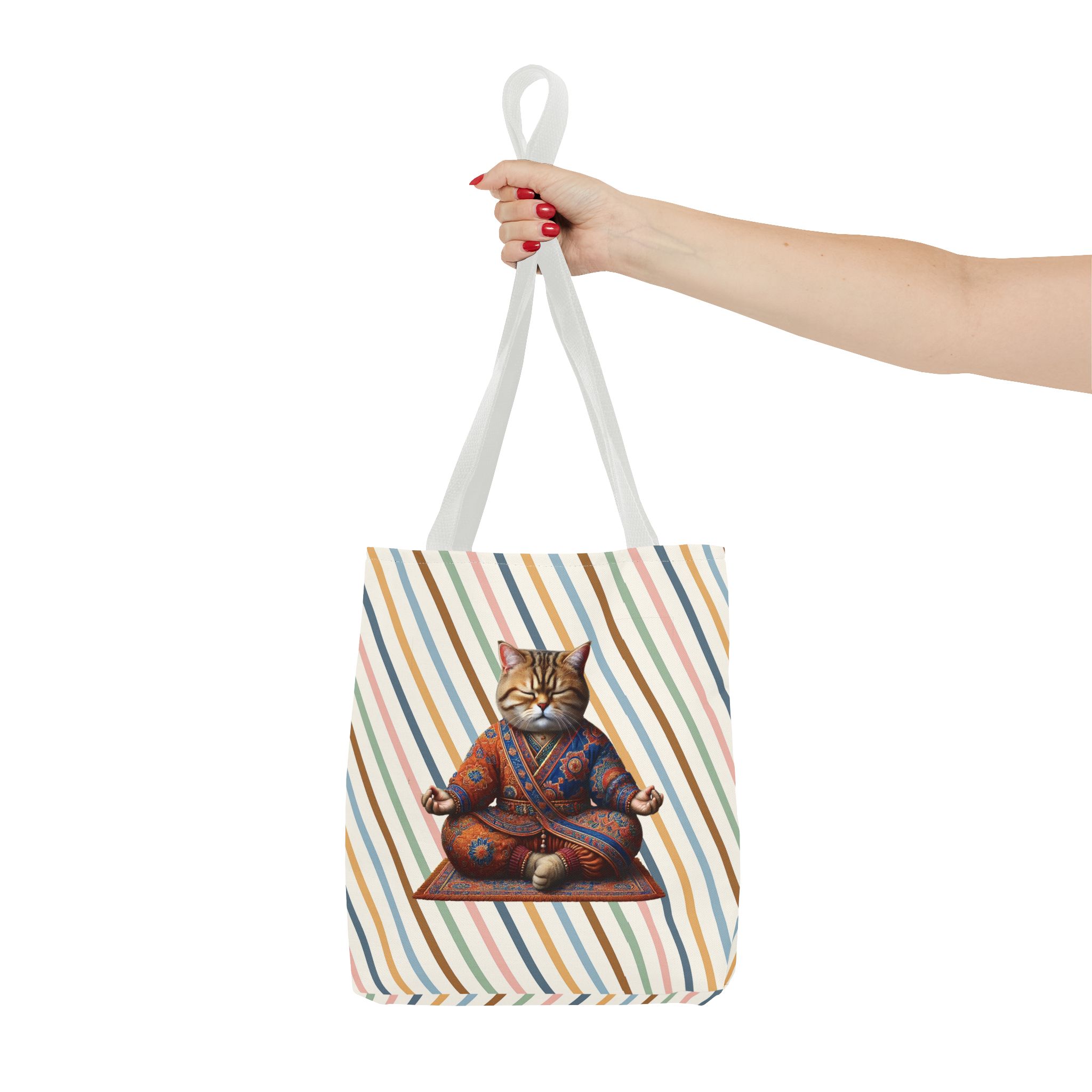 Canvas Tote bag Cat meditation handbag yoga bag vintage buddha mindfulness purse - Image 14