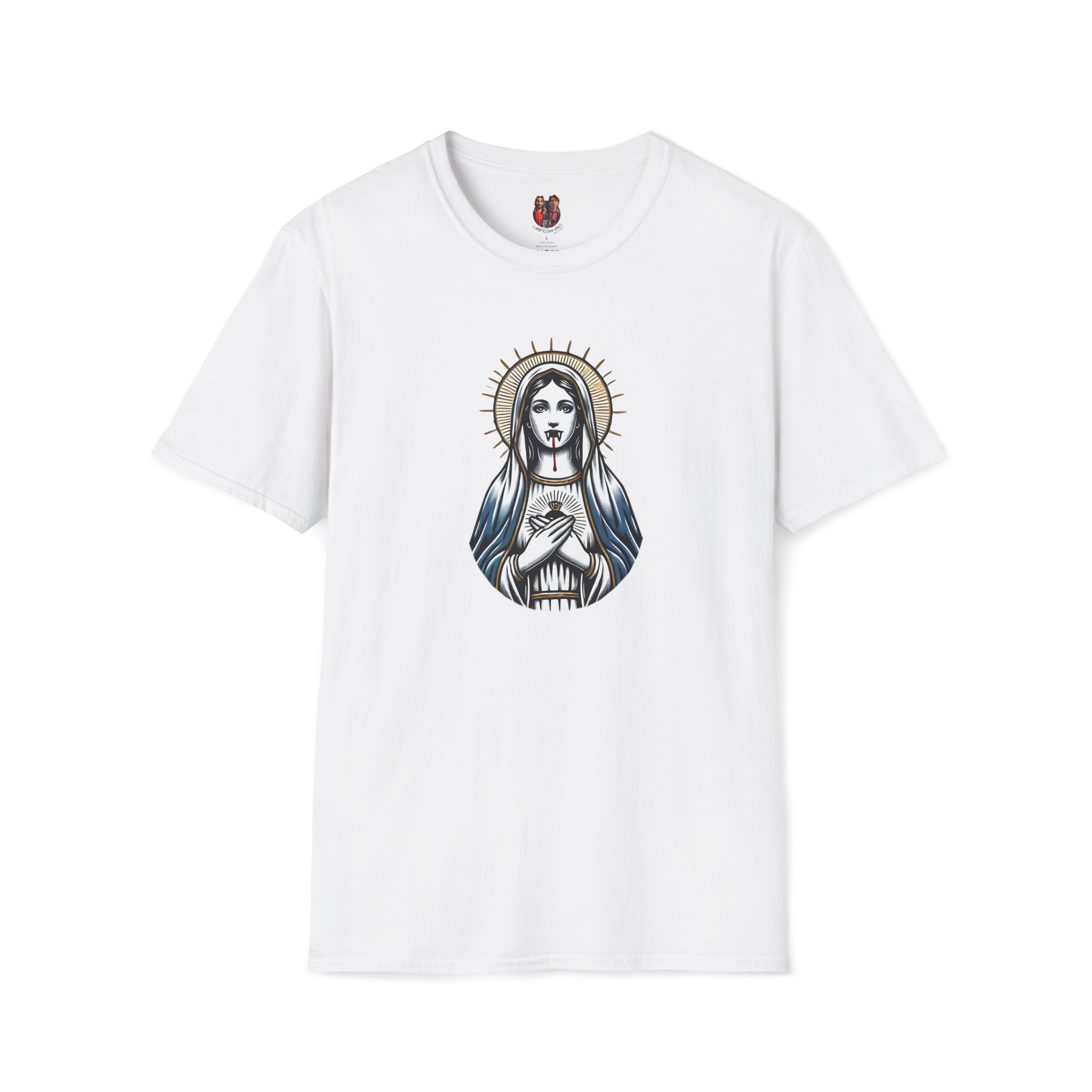 Ironic Tshirt vampire graphic tee virgin mary sarcastic clothing gift satirical print cool apparel comfy outfit comfort colors shirt - Image 2