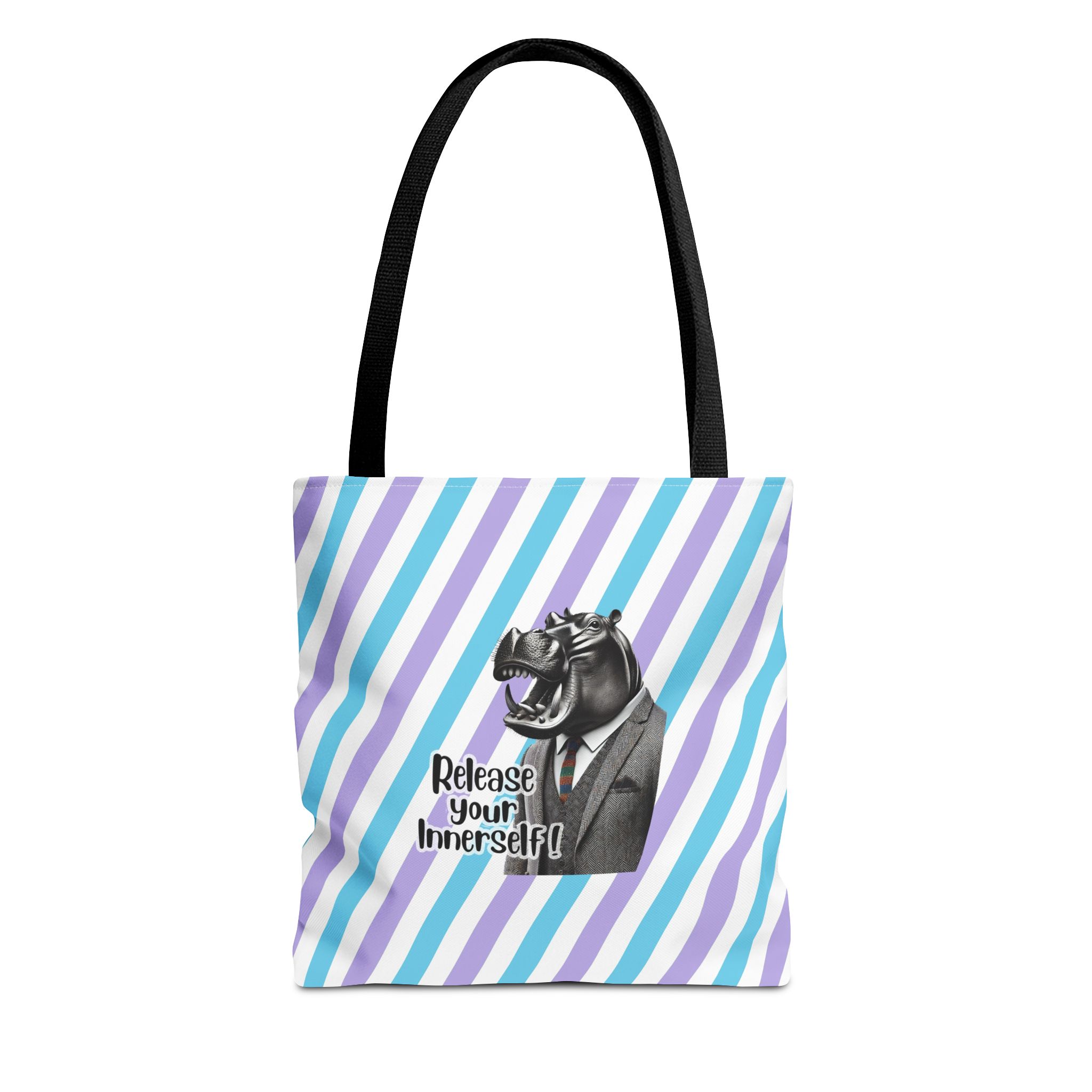 Canvas tote bag motivational vintage bag hippopotamus design funny tote bag for self confidence cute tote bag