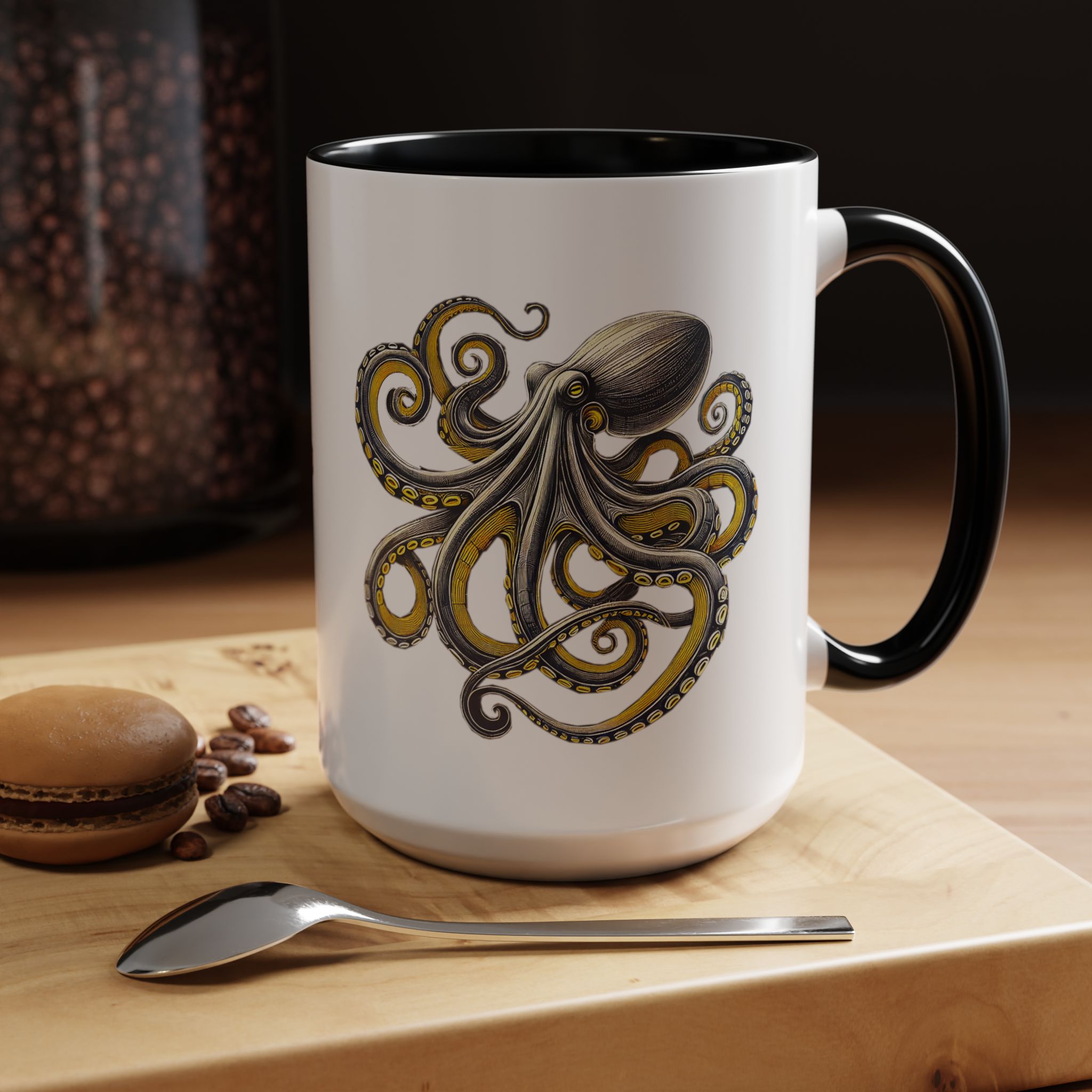Coffee mug octopus calligraphy gift for her tea cup japan lover unique mug office accessory boho design – Image 19