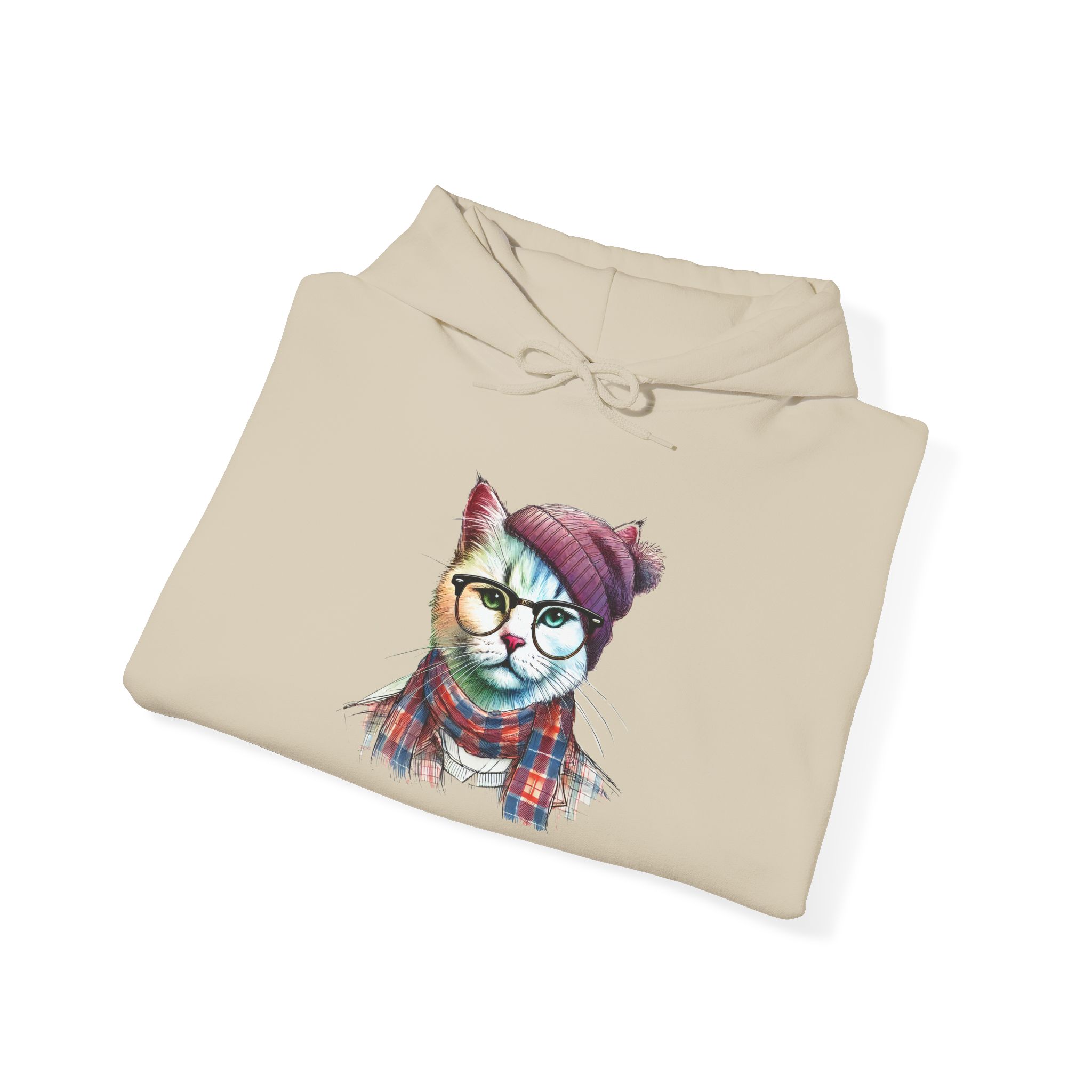 Cat hipster graphic sweater pet lovers funny Hoodie Hipster design Comfy clothing kitten design - Image 9