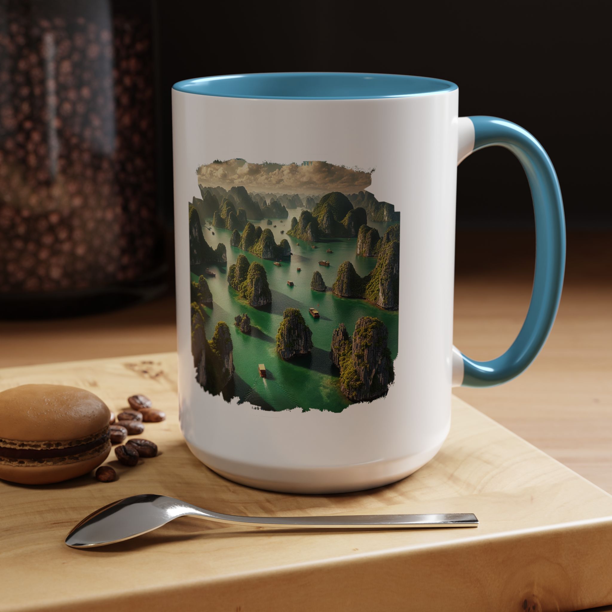 Boho mug landscape vietnam boho office mug ha long bay print nature cool gift coffee lover tea accessory unique cup – Image 43