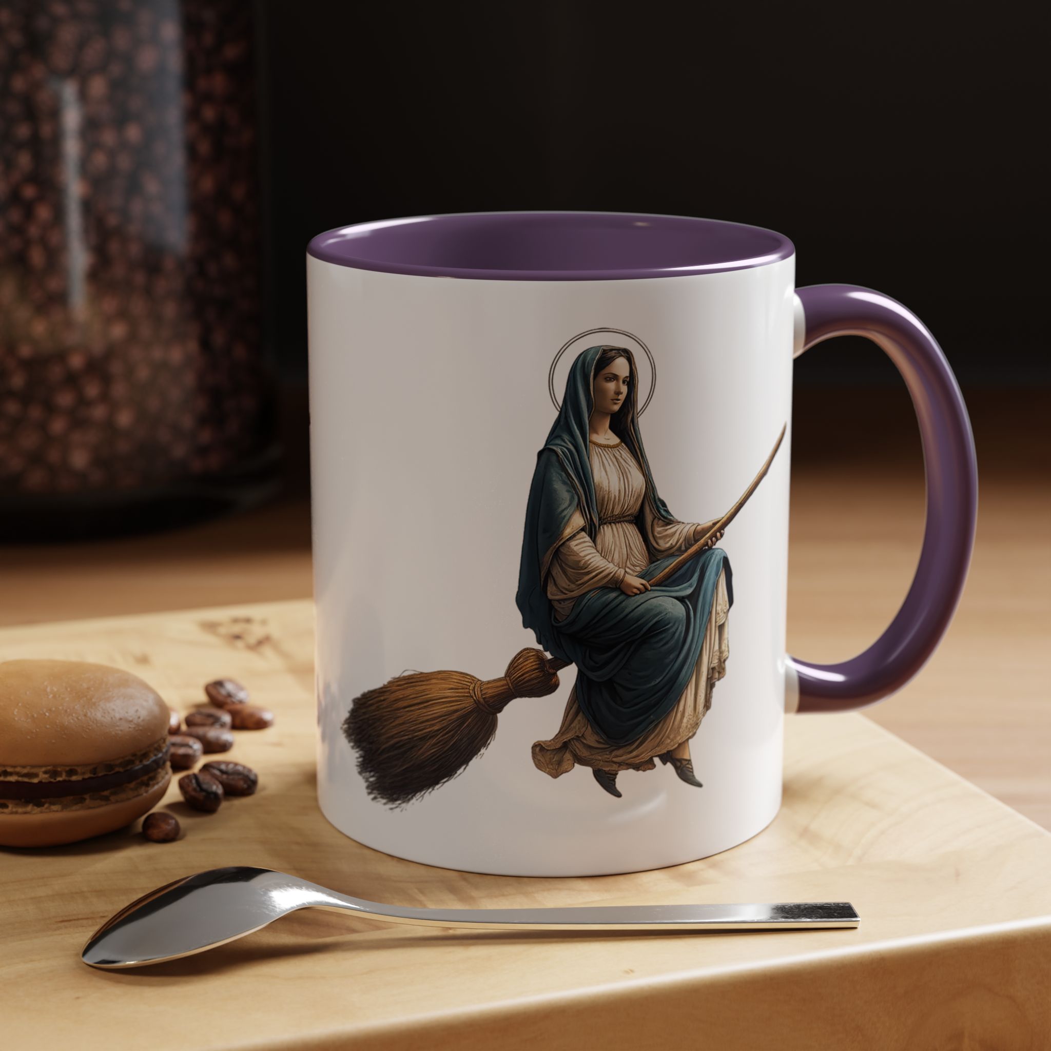Funny Mug coffee lover gift for her Virgin Mary witch broom Sarcastic mug office accessory tea cup religious design unique - Image 47