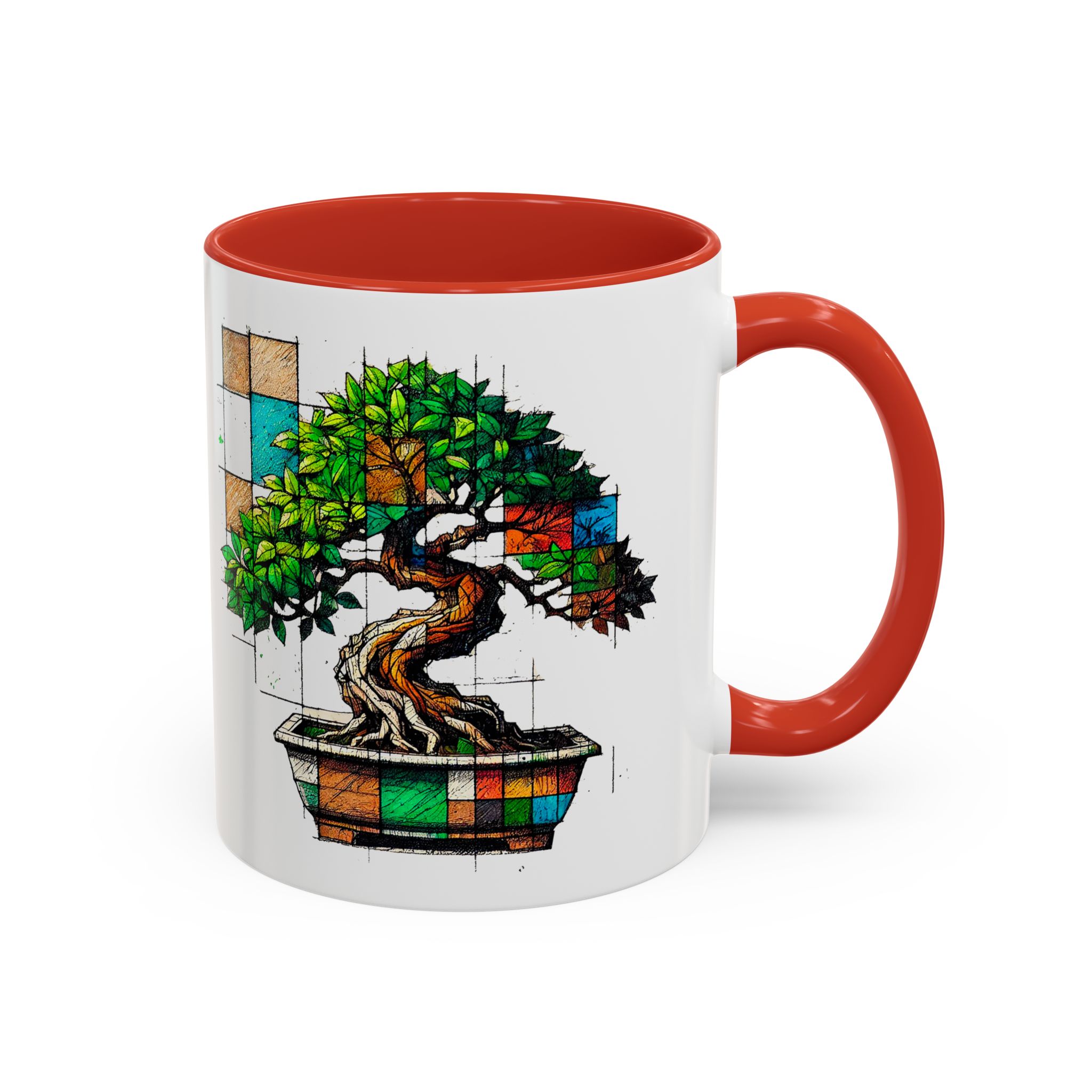 Bonsai mug zen nature style with original graphic pattern and cozy touch - Imagen 13