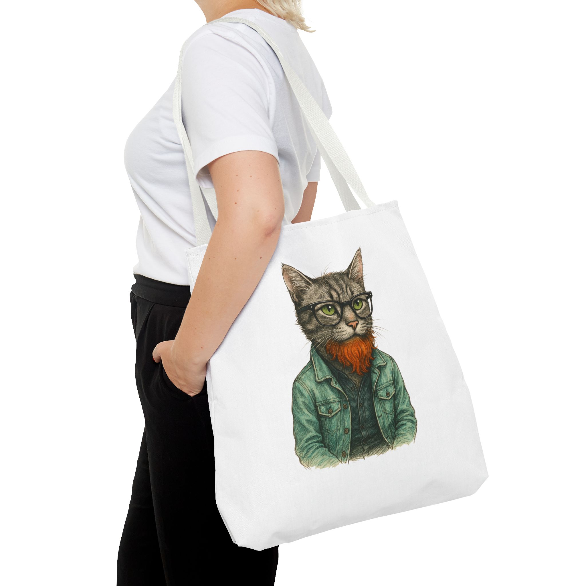 Hipster Cat tote bag – Kitty Tote bag – Boho Cat purse hipster print - Image 18