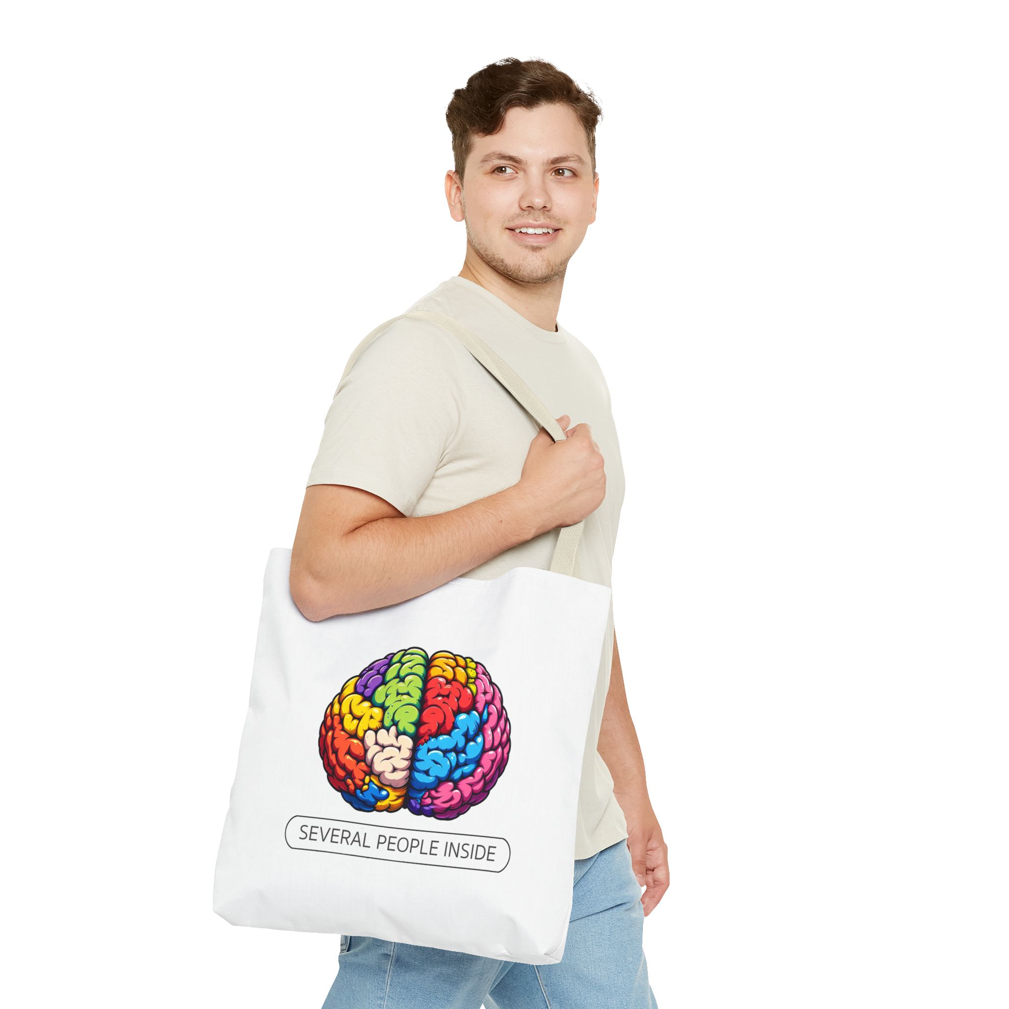 Satiric tote bag Brain canvas tote bag funny shoulder bag fun gift sarcastic cute tote bag boho purse cool handbag – Image 24