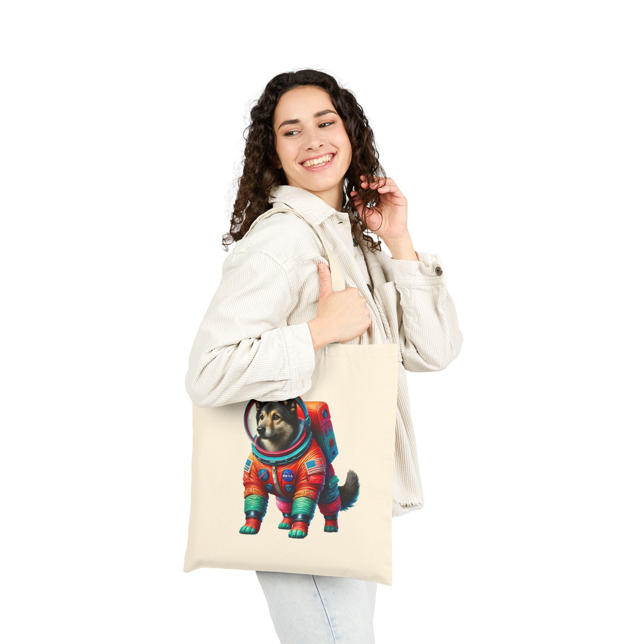 Funny canvas tote bag Dog Astronaut cute tote bag outerspace dog vintage gift shoulder bag pet lover handbag purse - Image 3