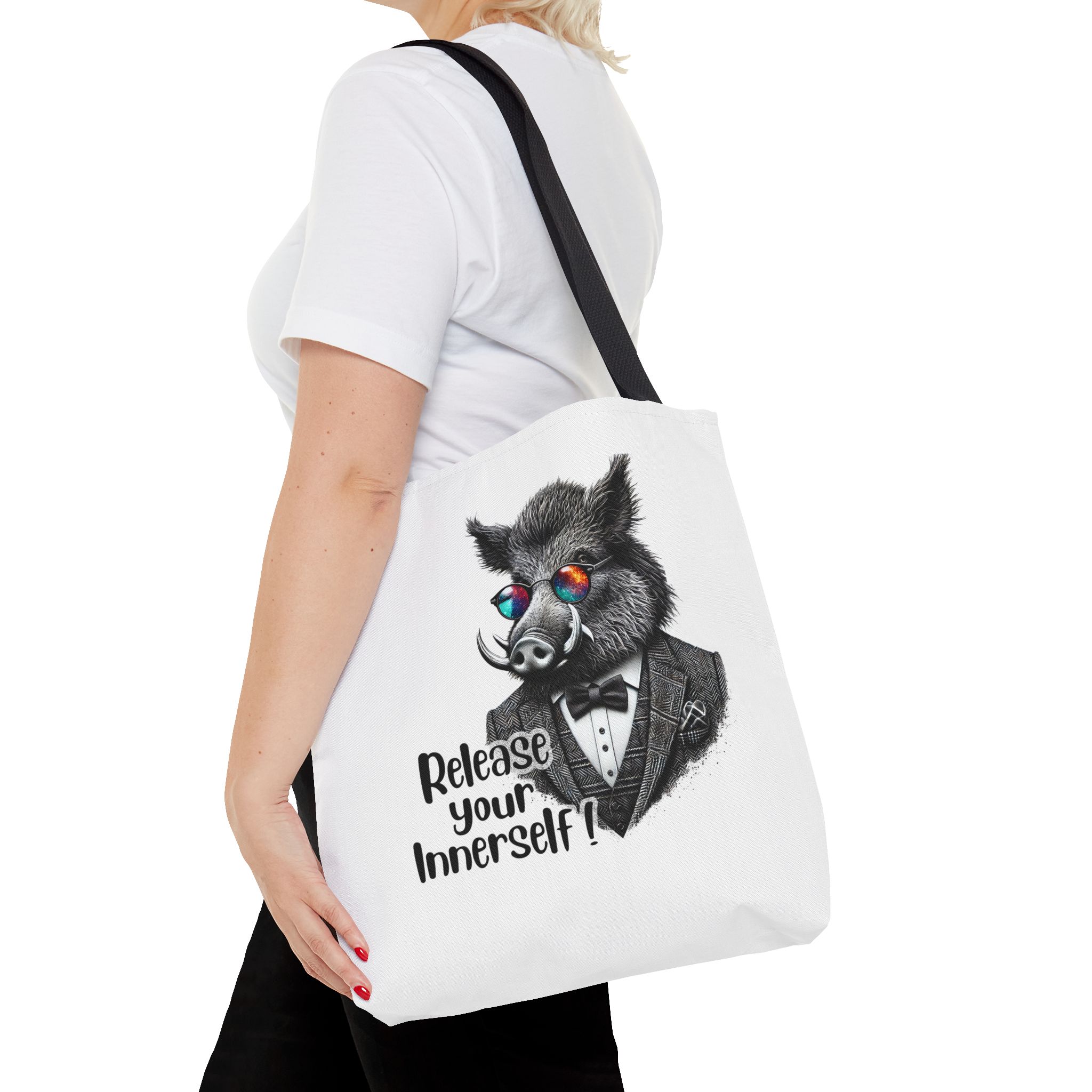 Canvas tote bag Motivational shoulder bag boar cute tote bag funny shoulder bag self confidence cool vintage bag – Image 4