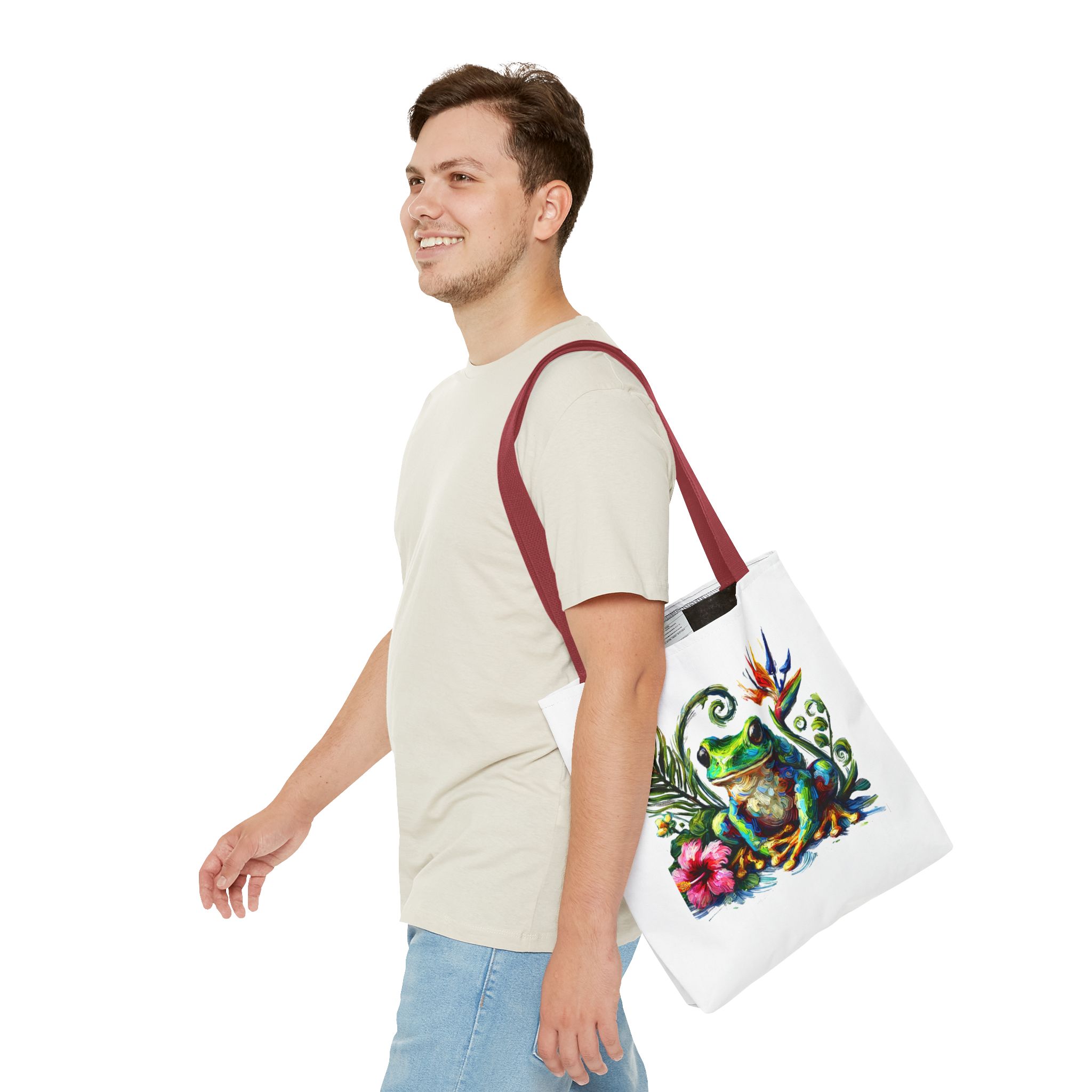 Canvas Tote bag jungle nature Bag boho clothing gift frog tropical visuals purse Handbag cool shoulder bag retro – Image 10