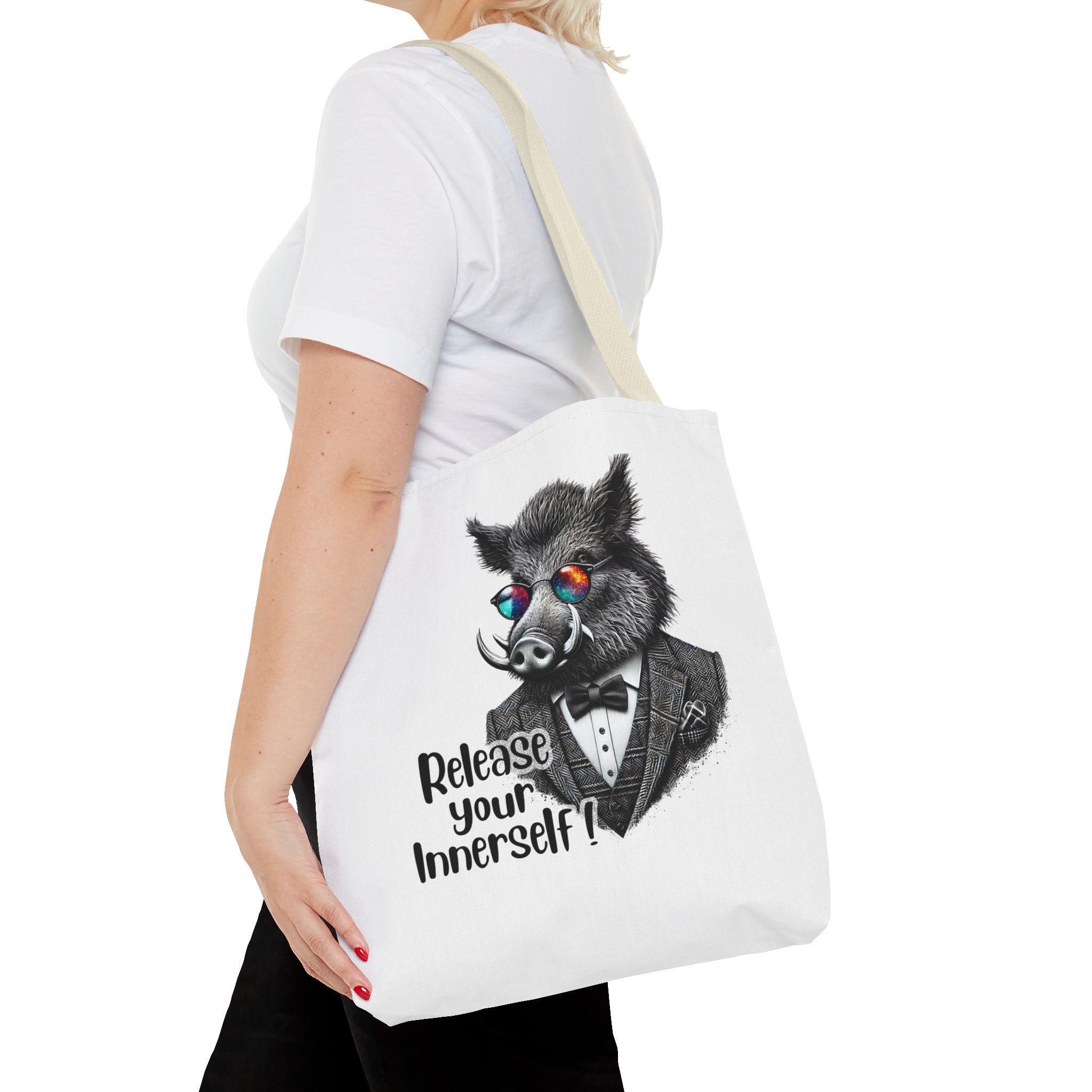 Canvas tote bag Motivational shoulder bag boar cute tote bag funny shoulder bag self confidence cool vintage bag – Image 22