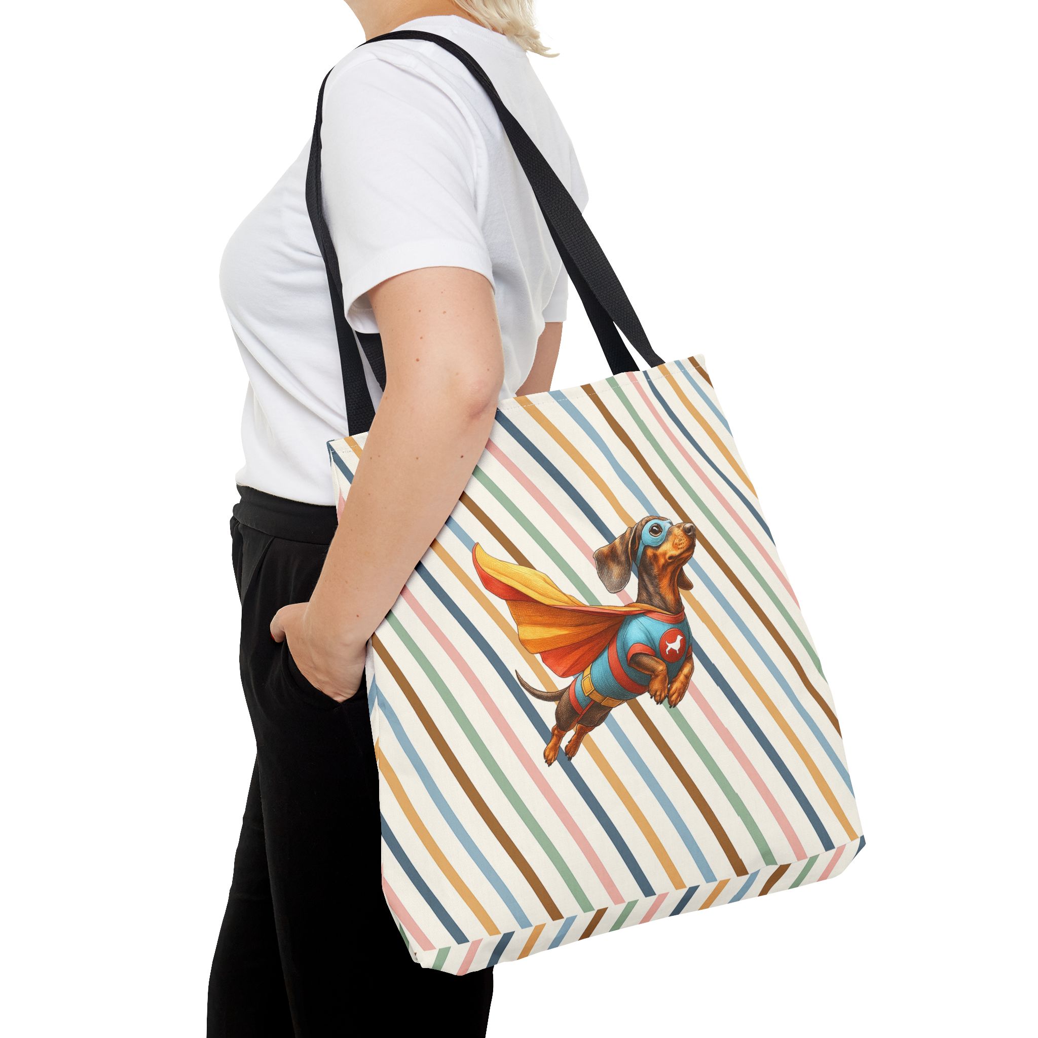 Funny canva tote bag Superhero cute tote bag dachshund super hero shoulder bag fantasy gift dog purse - Image 6