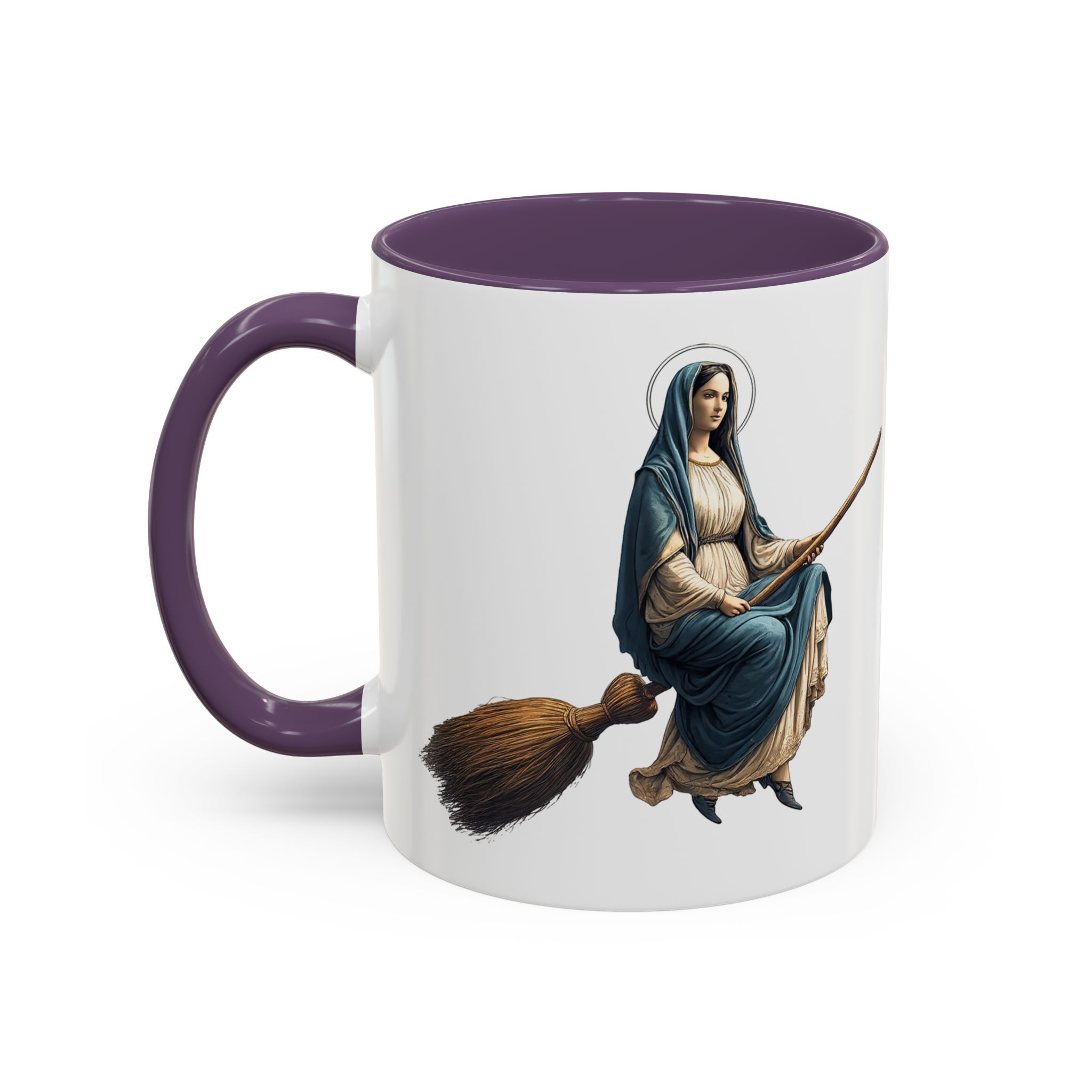 Funny Mug coffee lover gift for her Virgin Mary witch broom Sarcastic mug office accessory tea cup religious design unique - Image 46