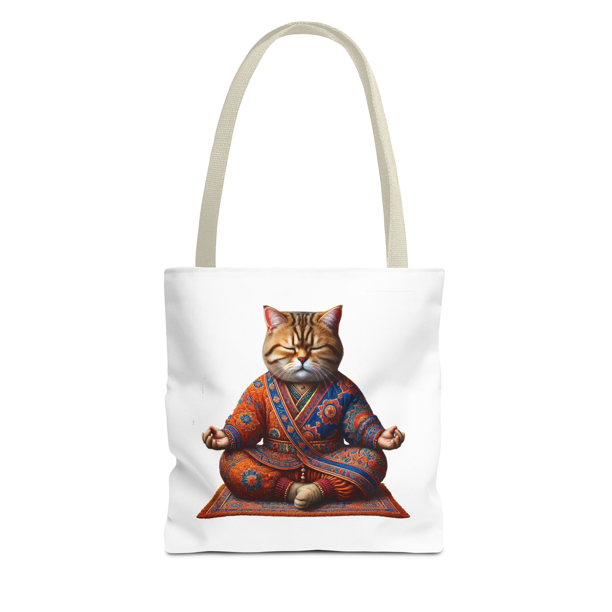 Canvas Tote bag Cat meditation handbag yoga bag vintage buddha mindfulness purse – Image 19