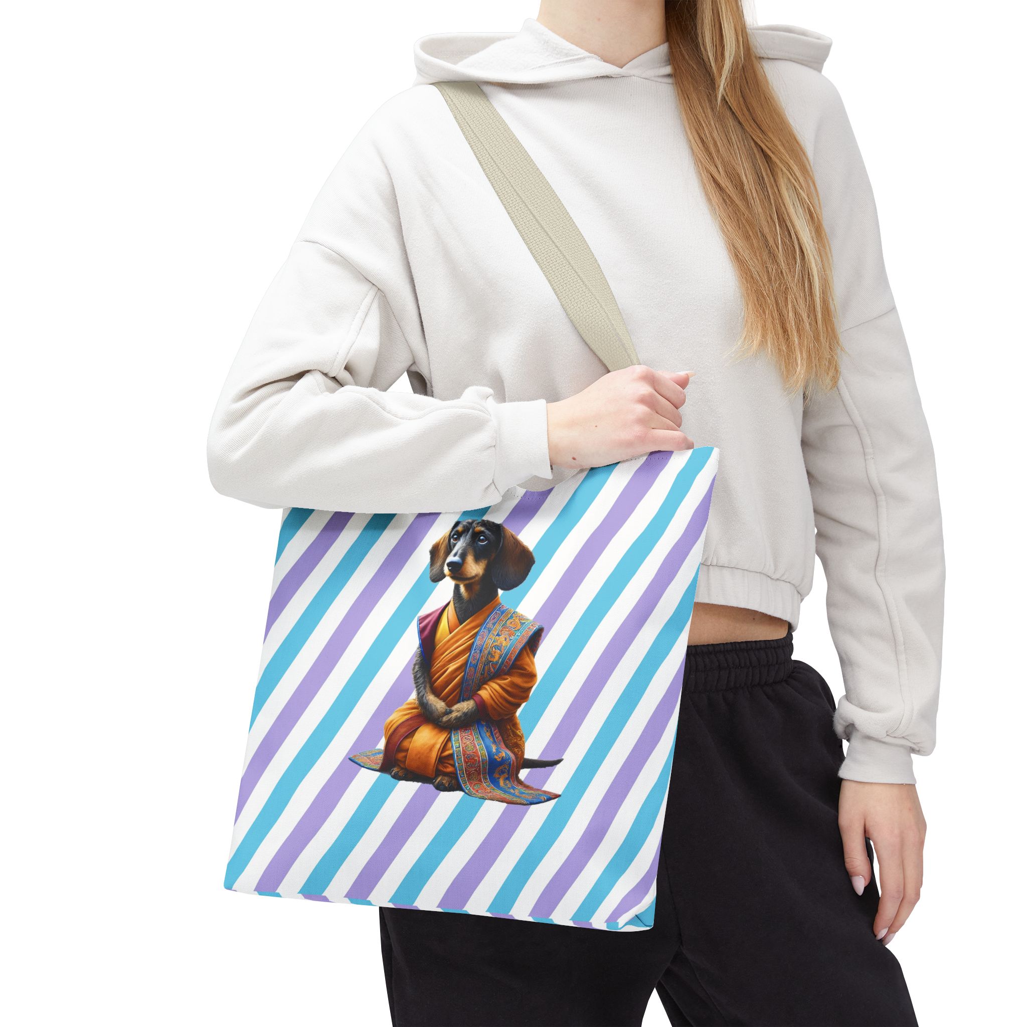 Meditation canvas tote bag Dog cute tote bag mindfulness design Dog funny gift colourful shoulder bag puppy purse - Image 22