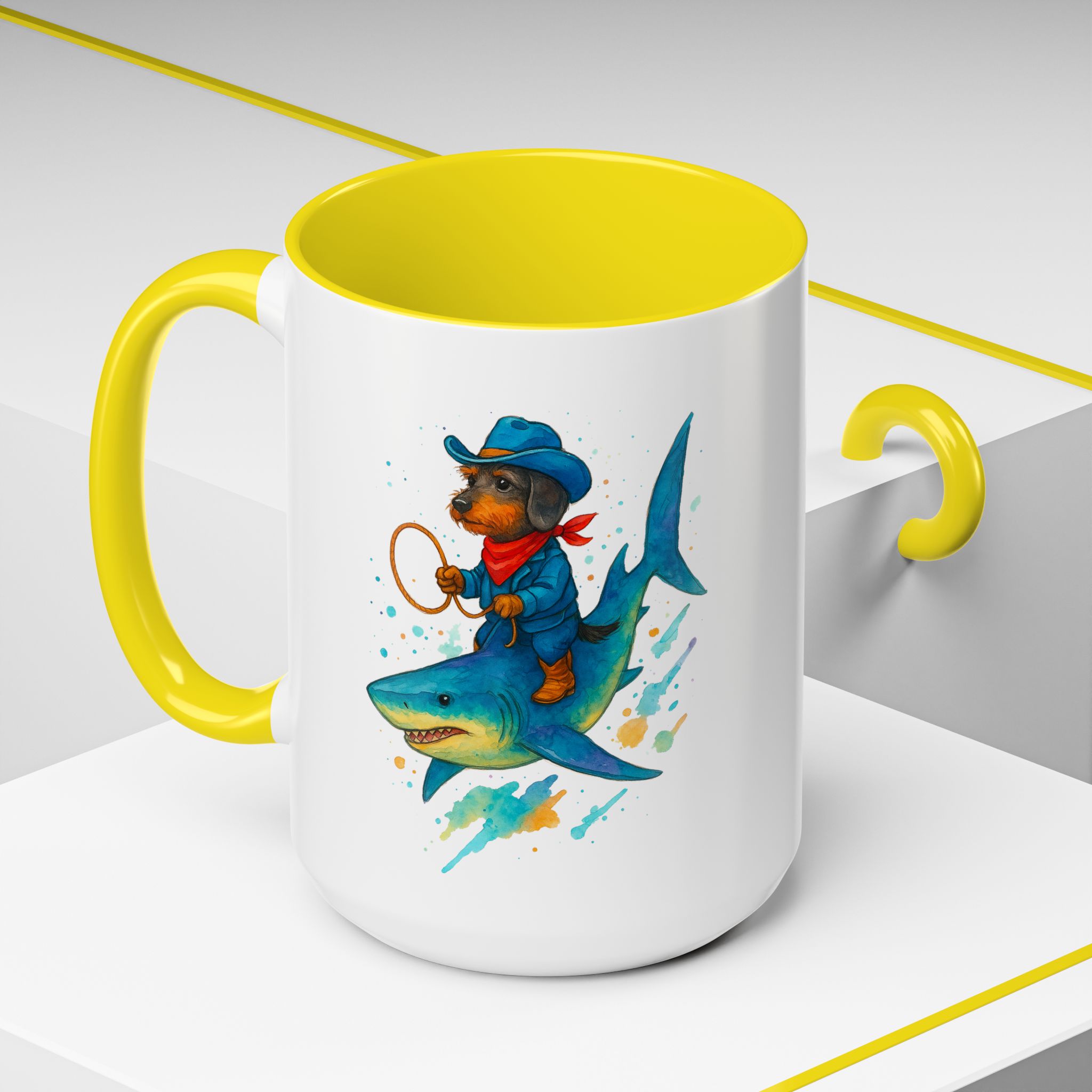 Funny Mug coffee lover Cowboy gift for him tea cup unique riding a shark mug office accessory shark design cowboy - Image 64