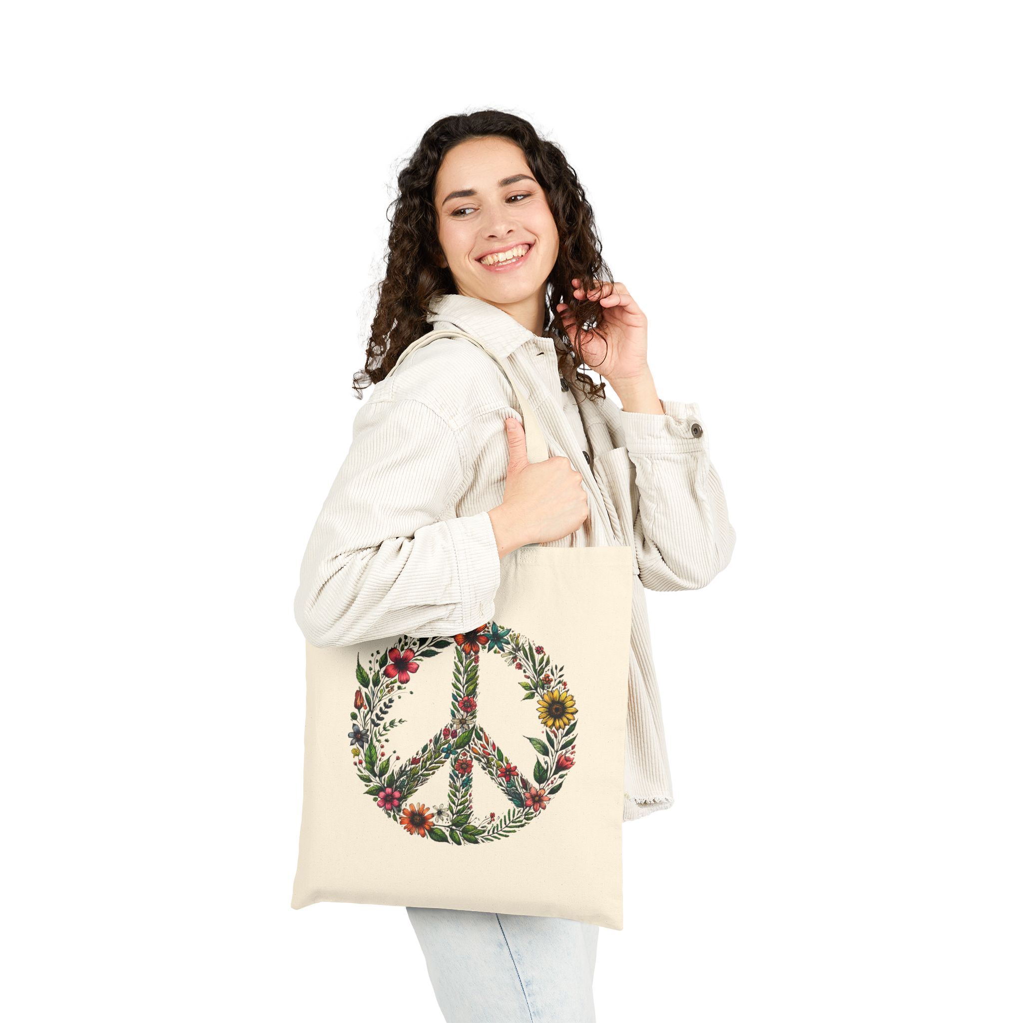 Peace and Love tote bag positive vibes and dreamy vintage look - Image 3