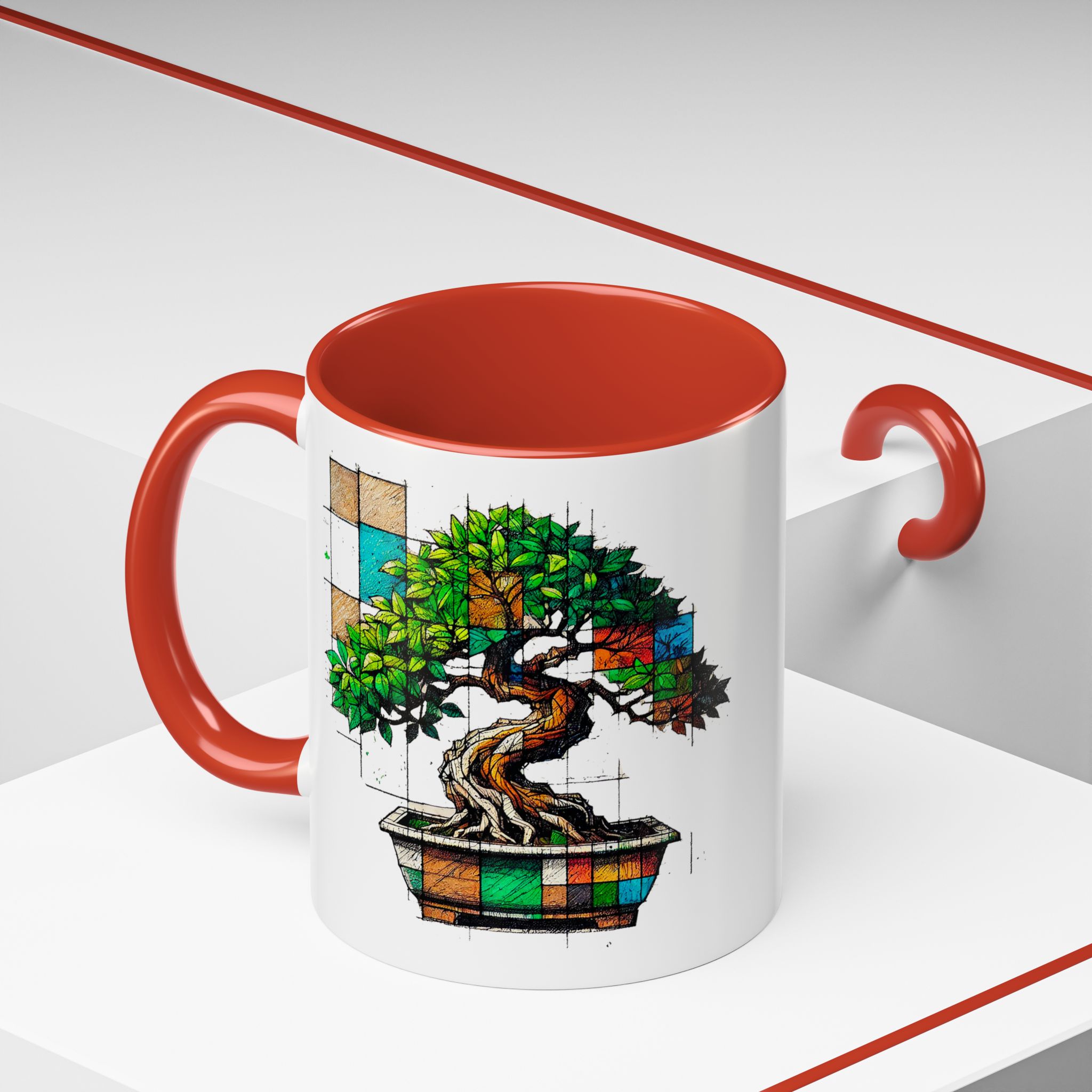 Bonsai mug zen nature style with original graphic pattern and cozy touch - Imagen 16
