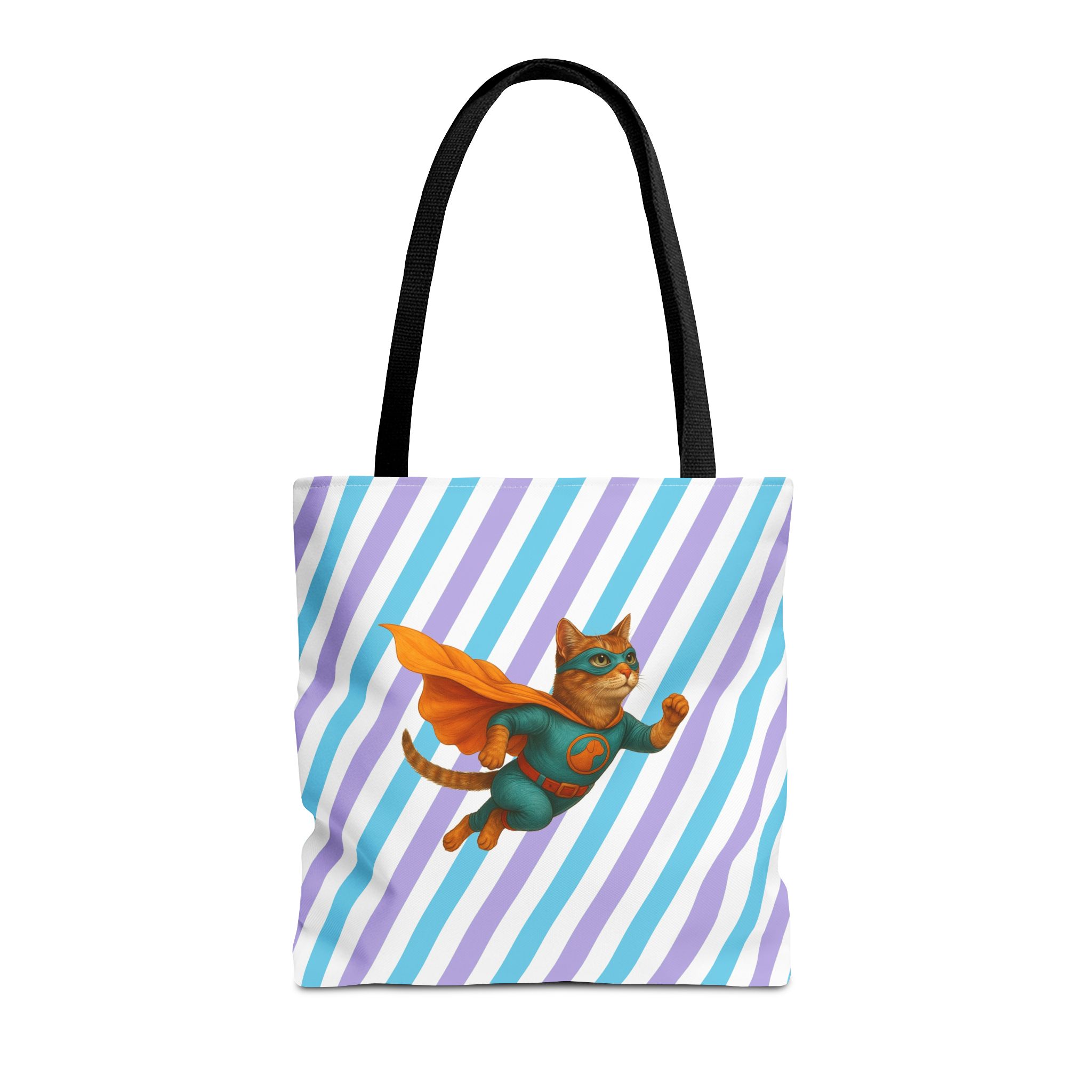 superhero tote bag cat canvas tote bag funny handbag fantasy purse kitten lover cool cat shoulder bag – Image 3