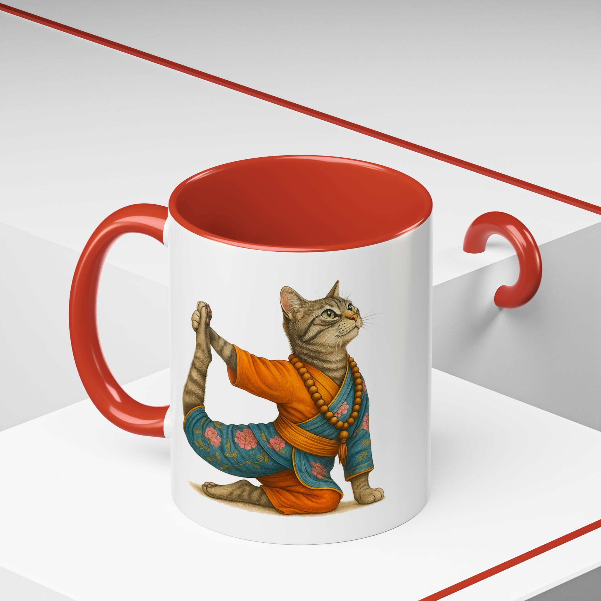 Tea mug Cat lover coffee cup cool gift for her office Mug yoga accessory kitten meditation pet mindfulness print - Image 16