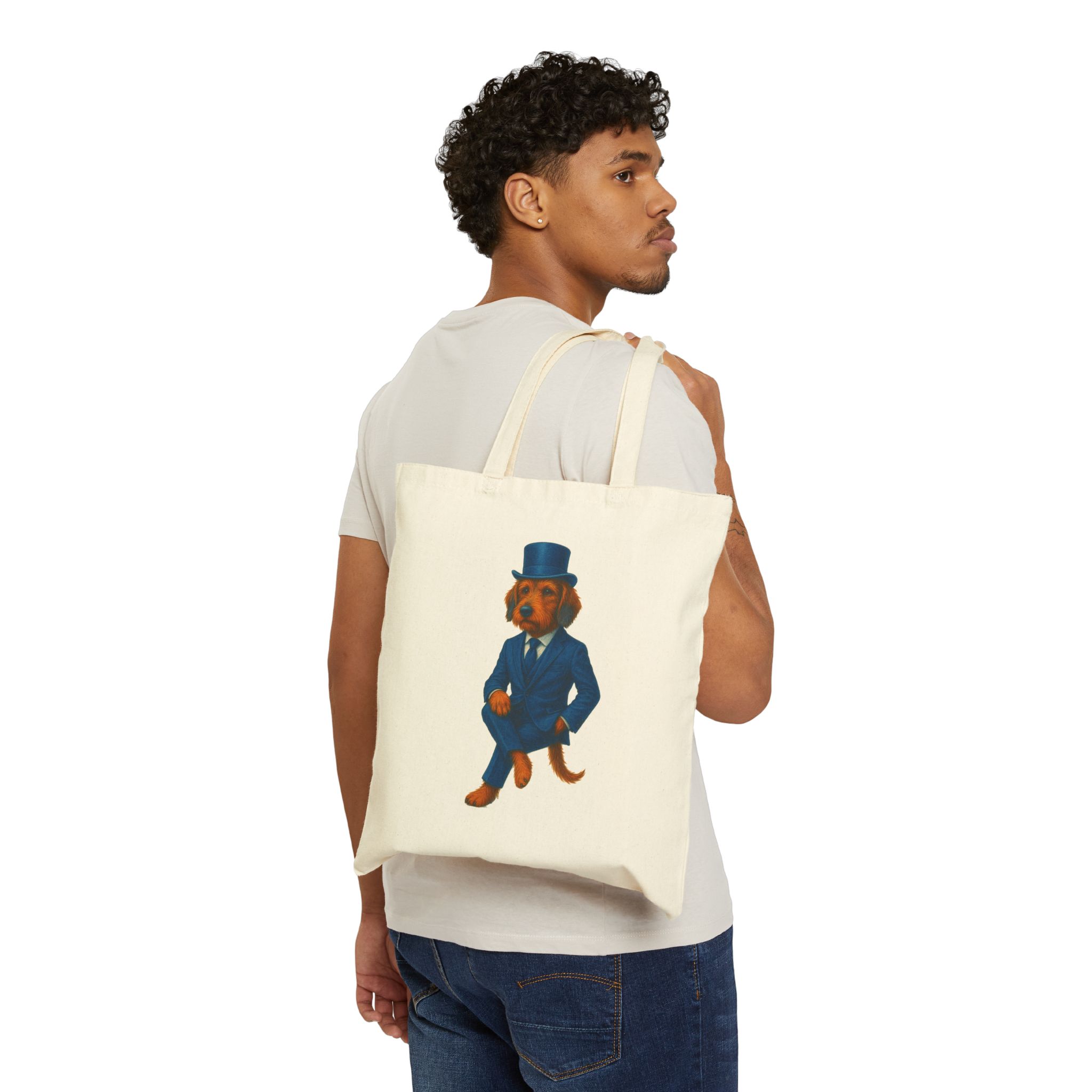 Stylish Dachshund canvas tote bag Dog fancy dress cute tote bag fun pet shoulder bag ethical handbag - Image 2