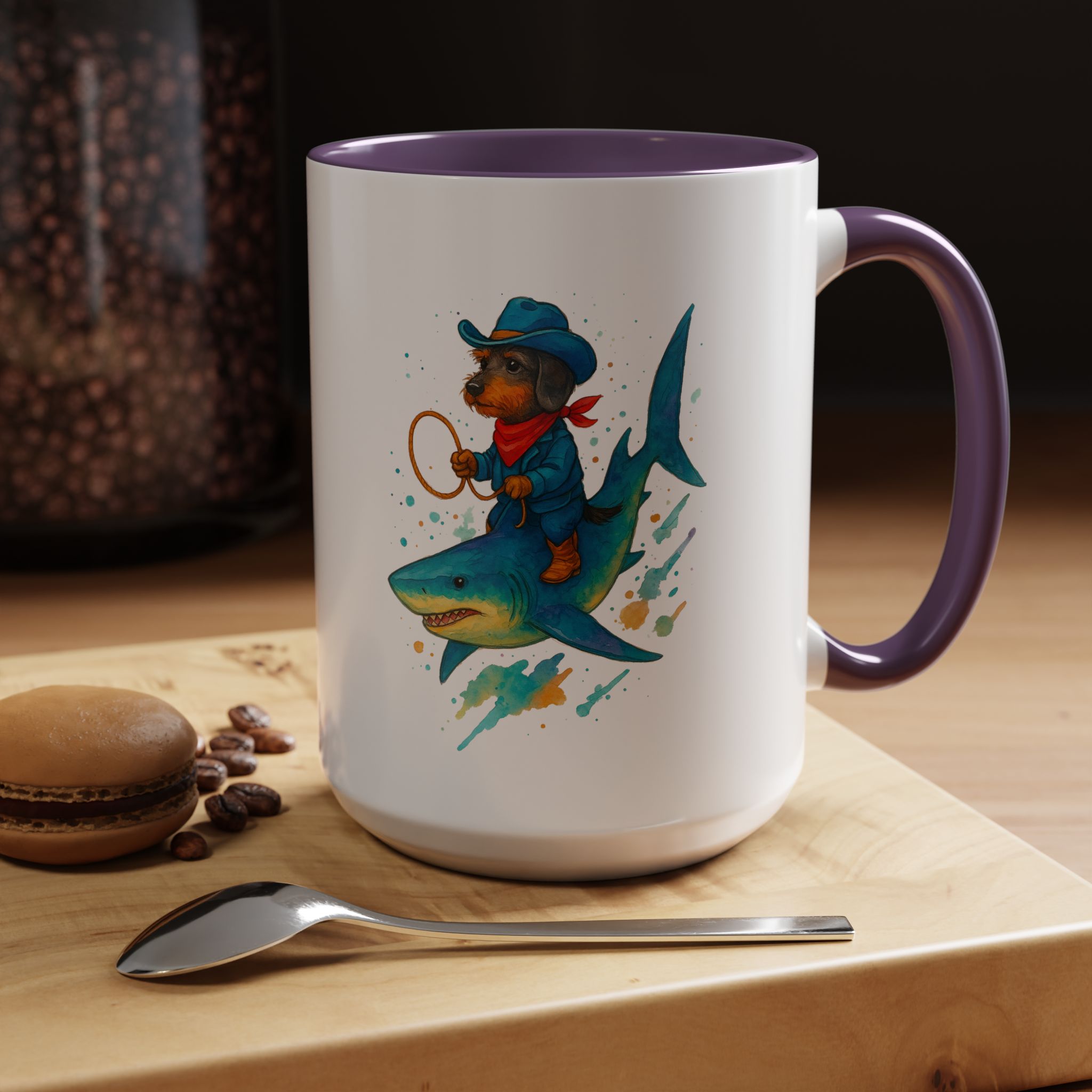 Funny Mug coffee lover Cowboy gift for him tea cup unique riding a shark mug office accessory shark design cowboy - Image 59