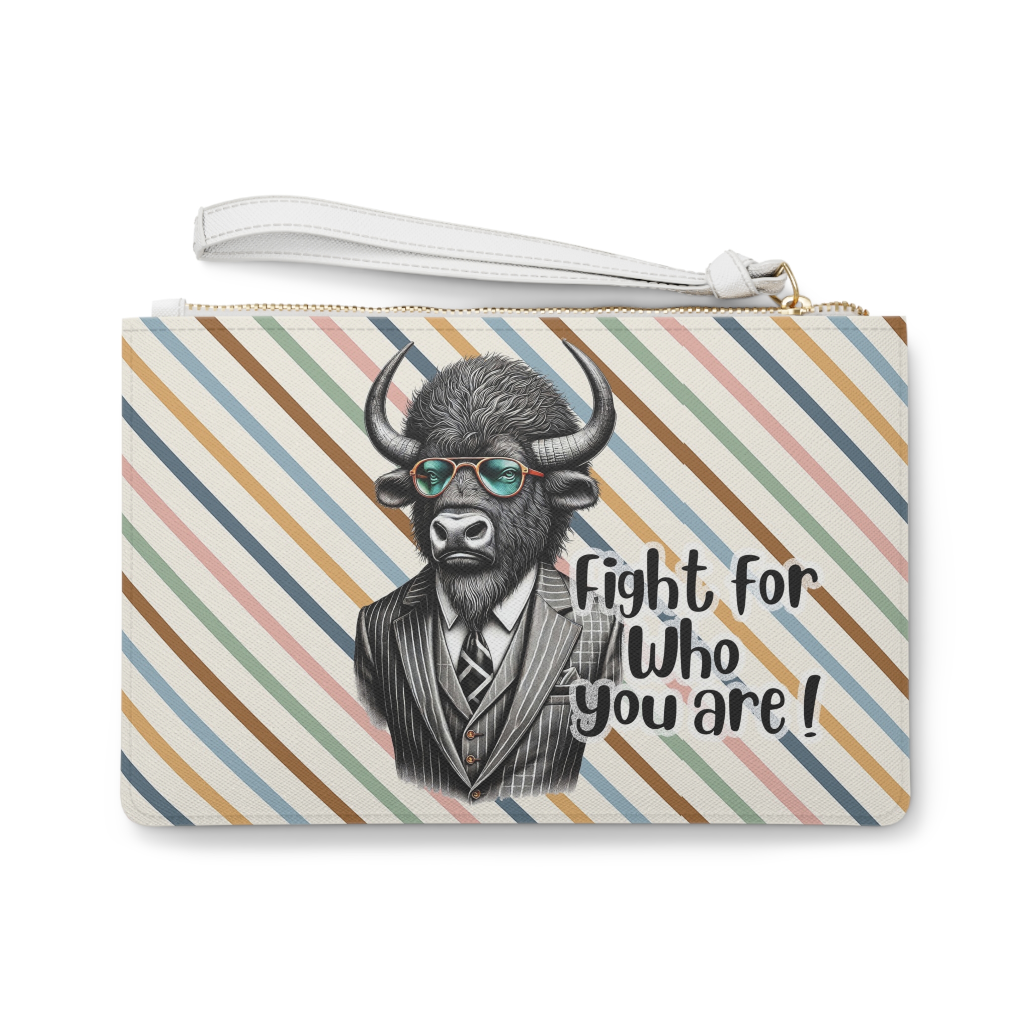 Clutch bag Vintage bag Motivational funny clutch bag Bison design evening bag for self confidence purse - Imagen 2