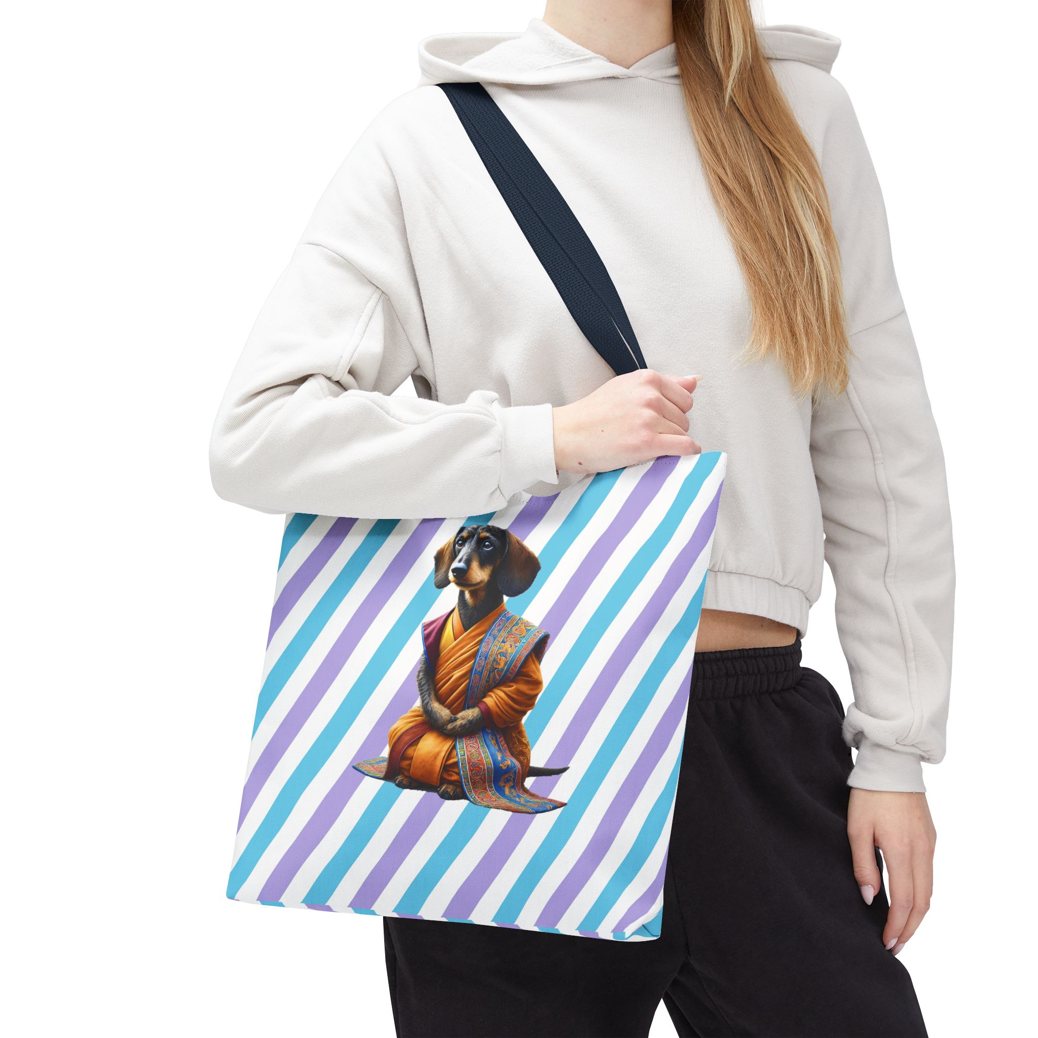 Meditation canvas tote bag Dog cute tote bag mindfulness design Dog funny gift colourful shoulder bag puppy purse - Image 28