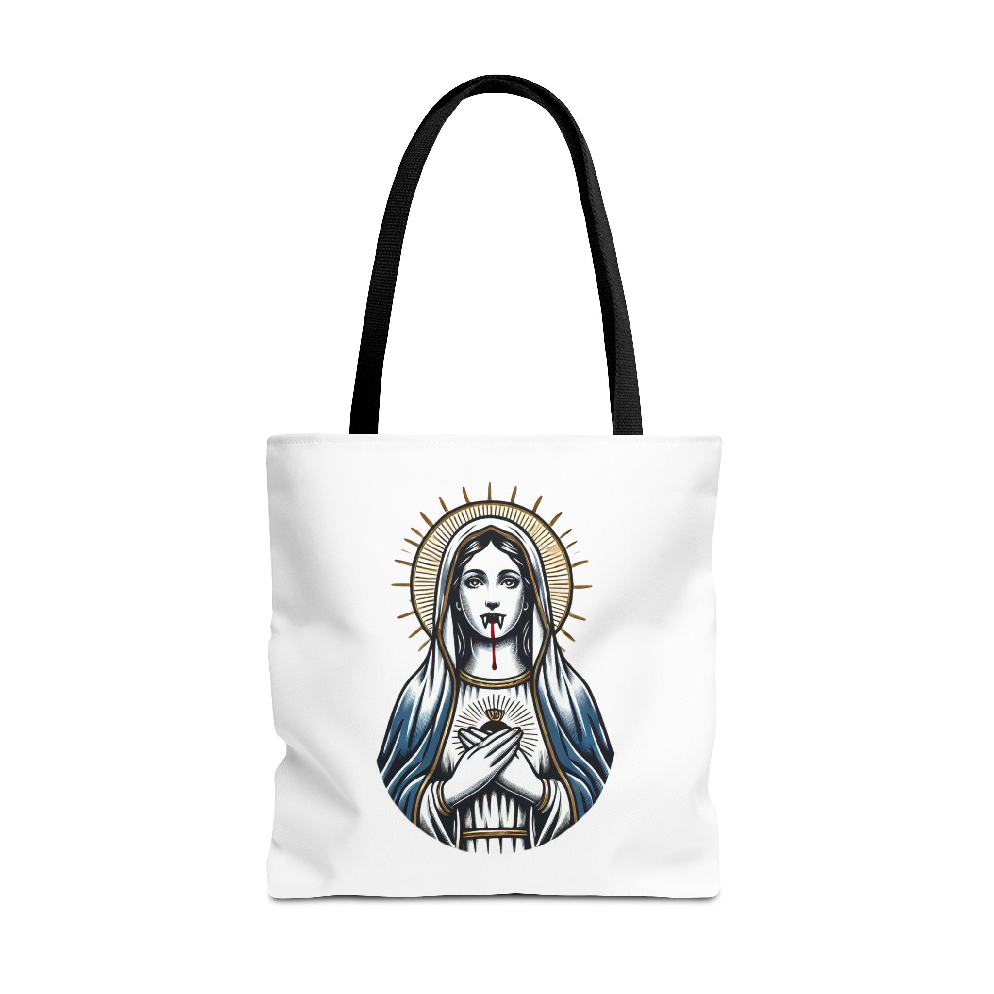 Ironic tote bag vampire Funny Bag virgin mary Canvas Tote bag religious sarcastic clothing gift satirical print cool Handbag purse bag – Image 5