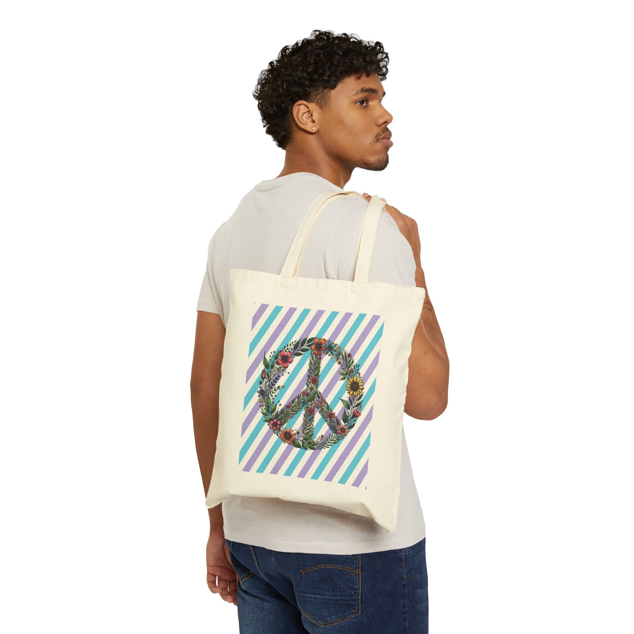 Peace and Love tote bag positive vibes and dreamy vintage look - Image 2