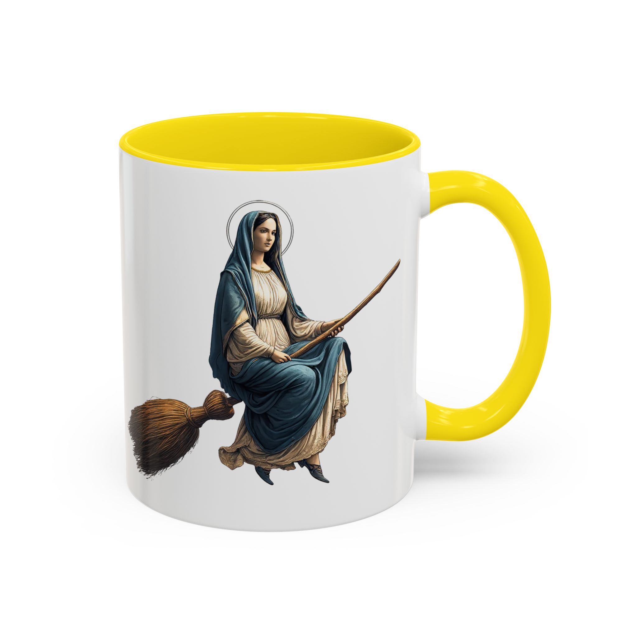 Funny Mug coffee lover gift for her Virgin Mary witch broom Sarcastic mug office accessory tea cup religious design unique - Image 49