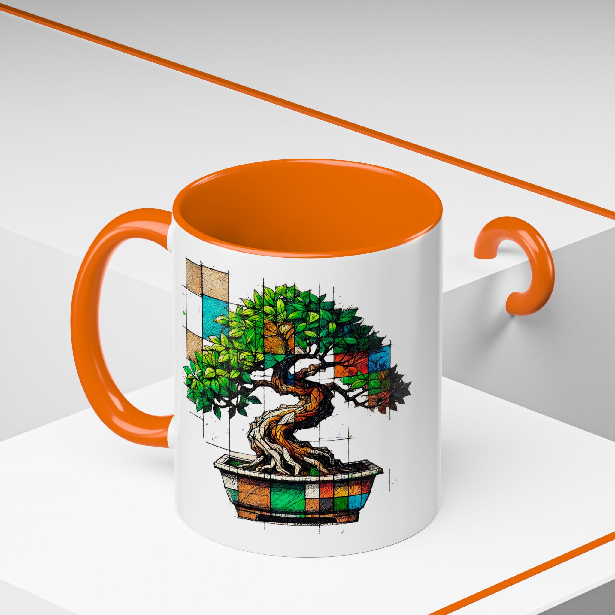 Bonsai mug zen nature style with original graphic pattern and cozy touch - Imagen 44