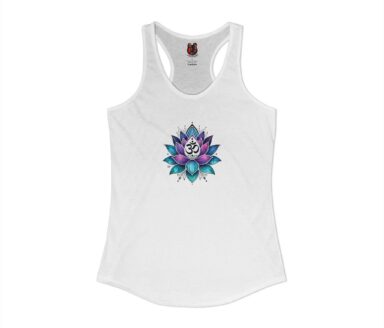 White Tank Top with Lotus Flower Design