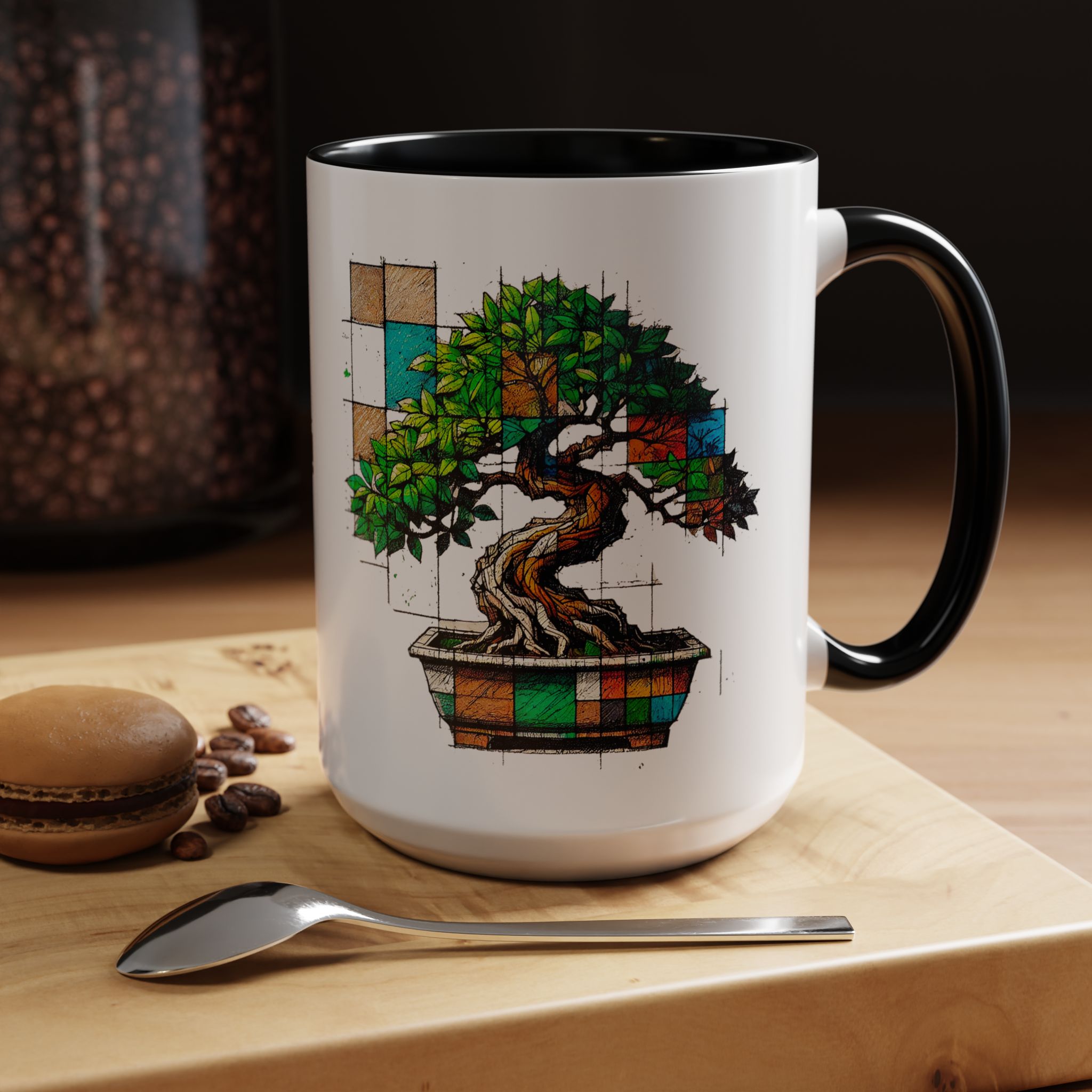 Bonsai mug zen nature style with original graphic pattern and cozy touch - Imagen 19