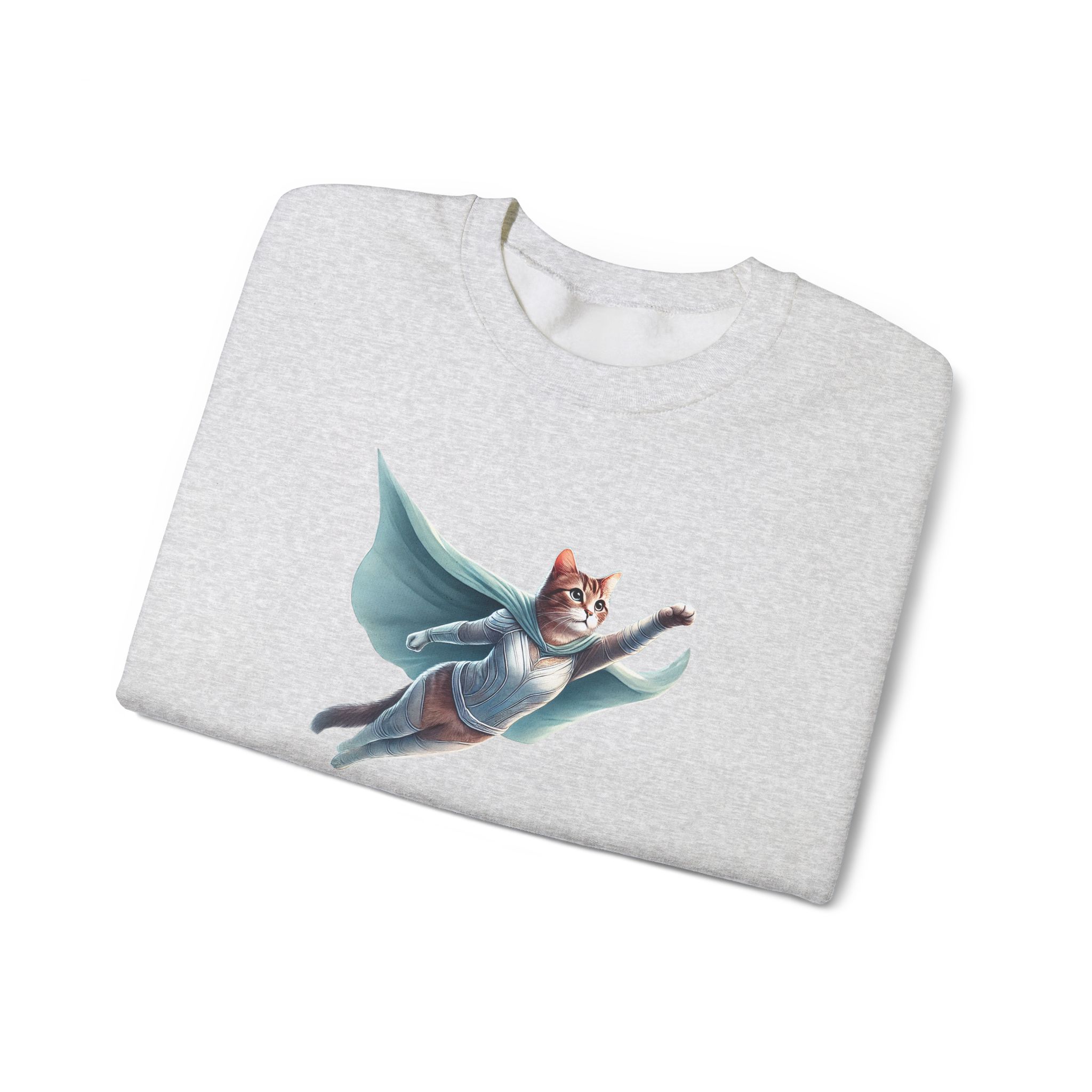 Superhero Cat sweatshirt – Cat Hero – Fantasy Cat sweatshirt hero print - Image 2