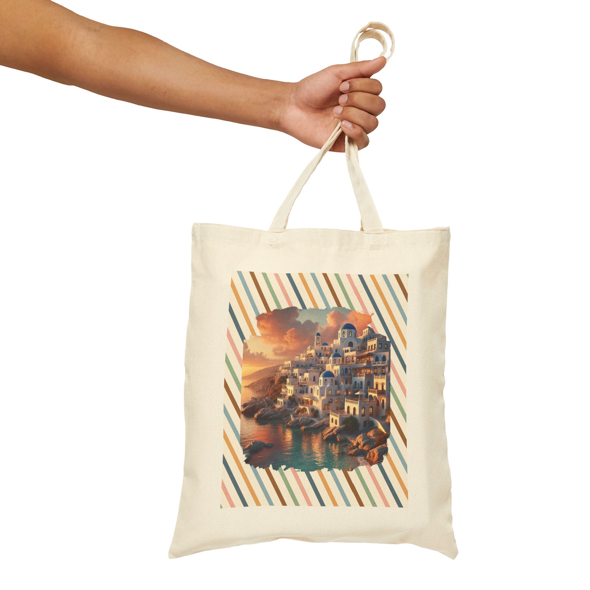 Landscape Tote bag Santorini caldera canvas tote bag nature print greece clothing gift vintage Handbag cool purse unique - Image 5