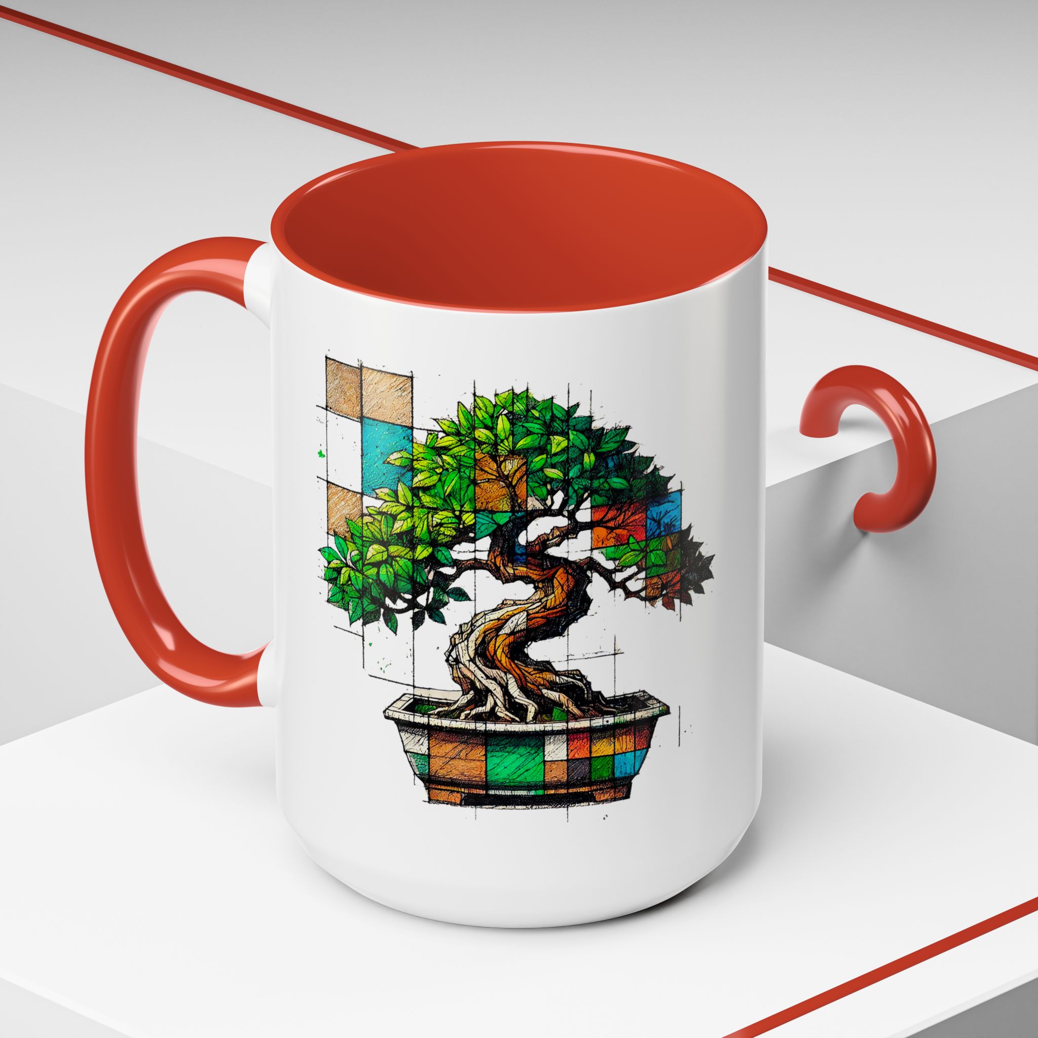 Bonsai mug zen nature style with original graphic pattern and cozy touch - Imagen 32